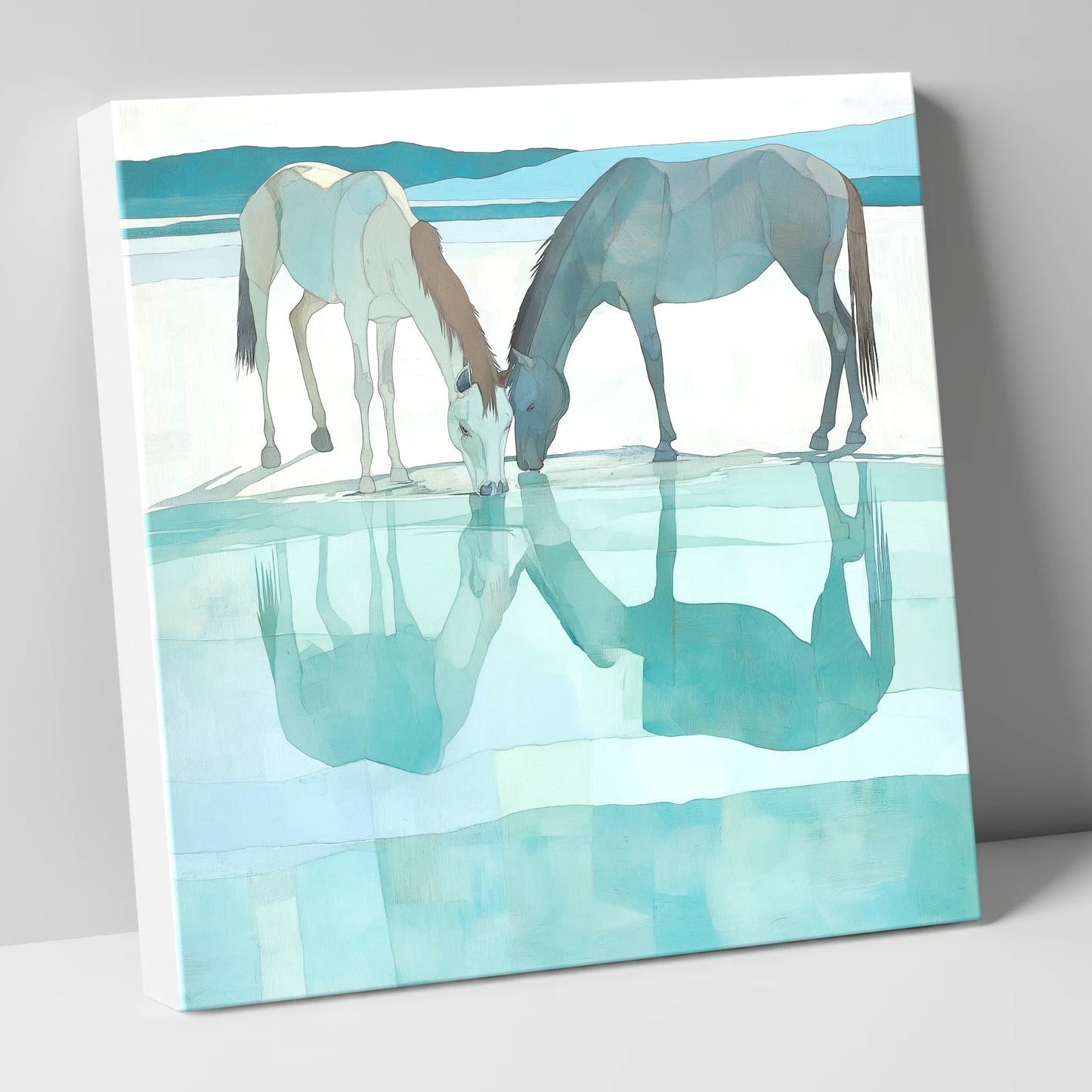 Mirrored Serenity wild horses canvas wall art