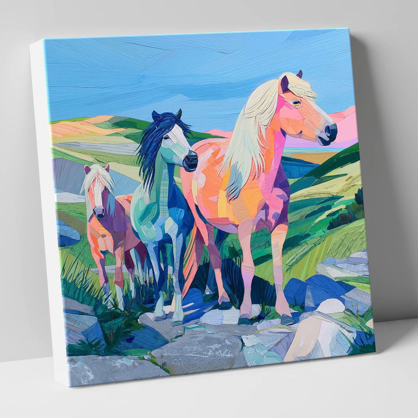 Vivid Moorland Herd horse landscape canvas wall art