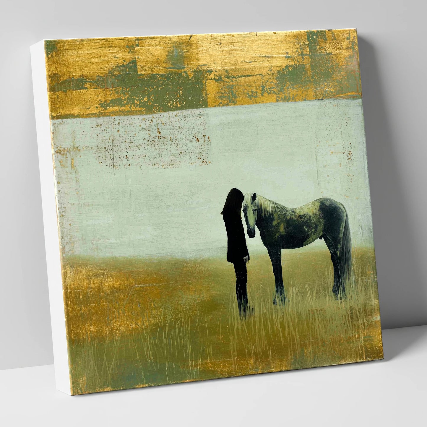 Silent Understanding horse & rider canvas wall art