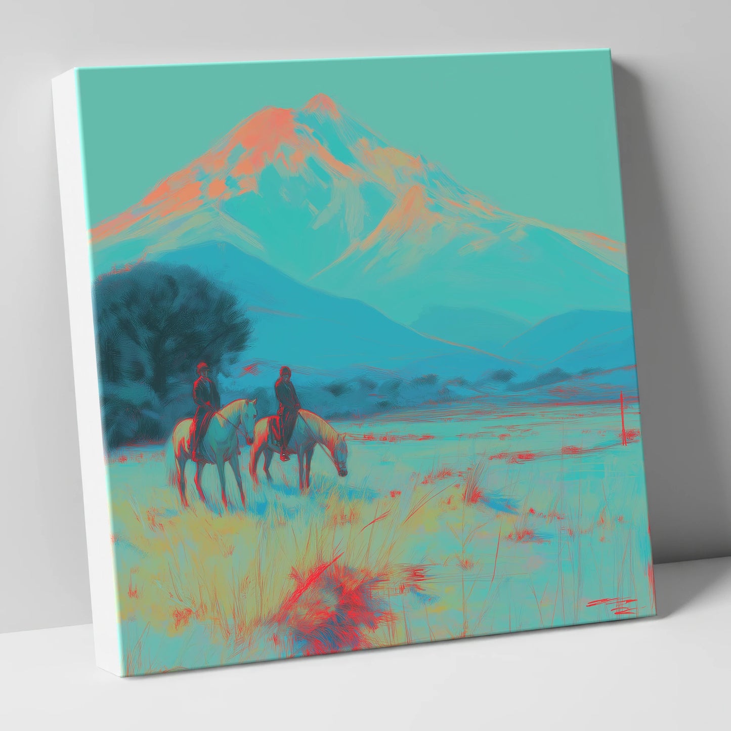 Electric Mountain Hack horse landscape canvas wall art