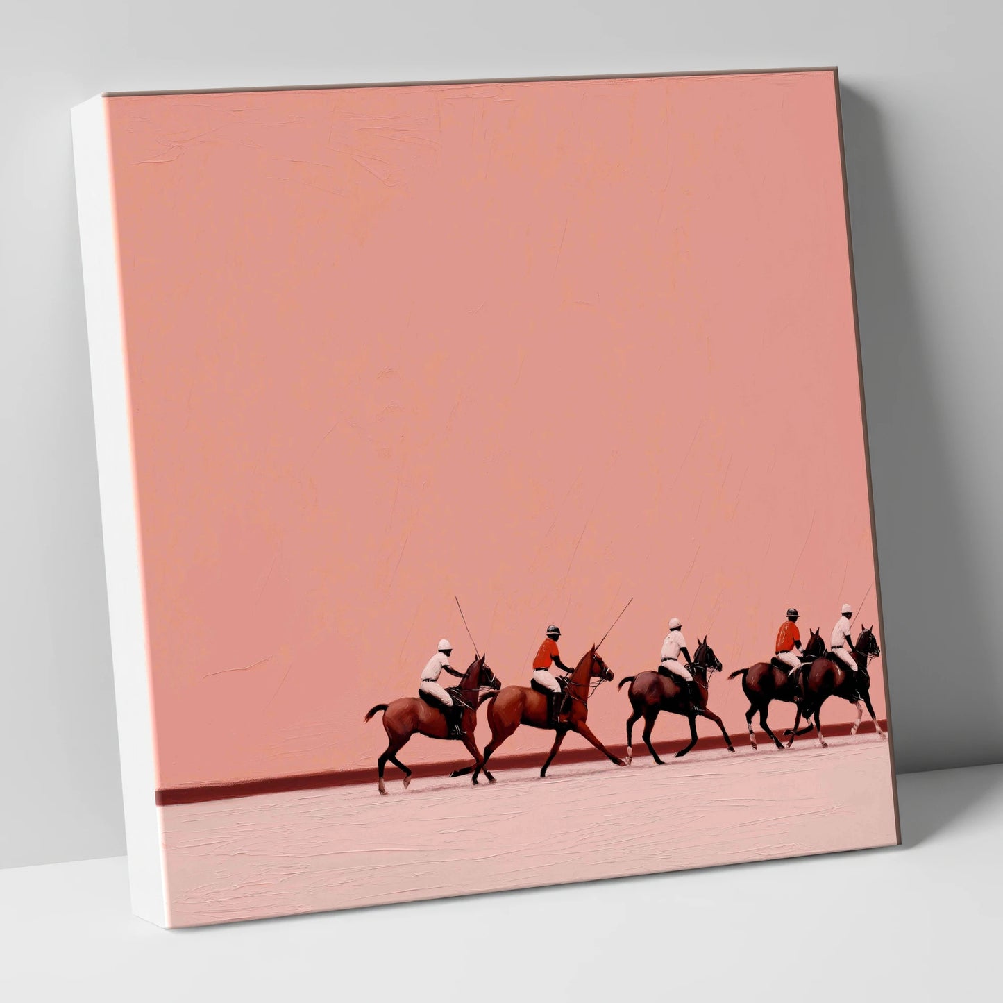 Dusty Rose Chukka polo horse canvas wall art