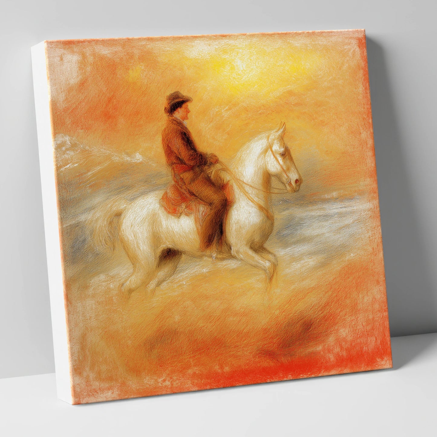 Sundown on the Plains western horse canvas wall art