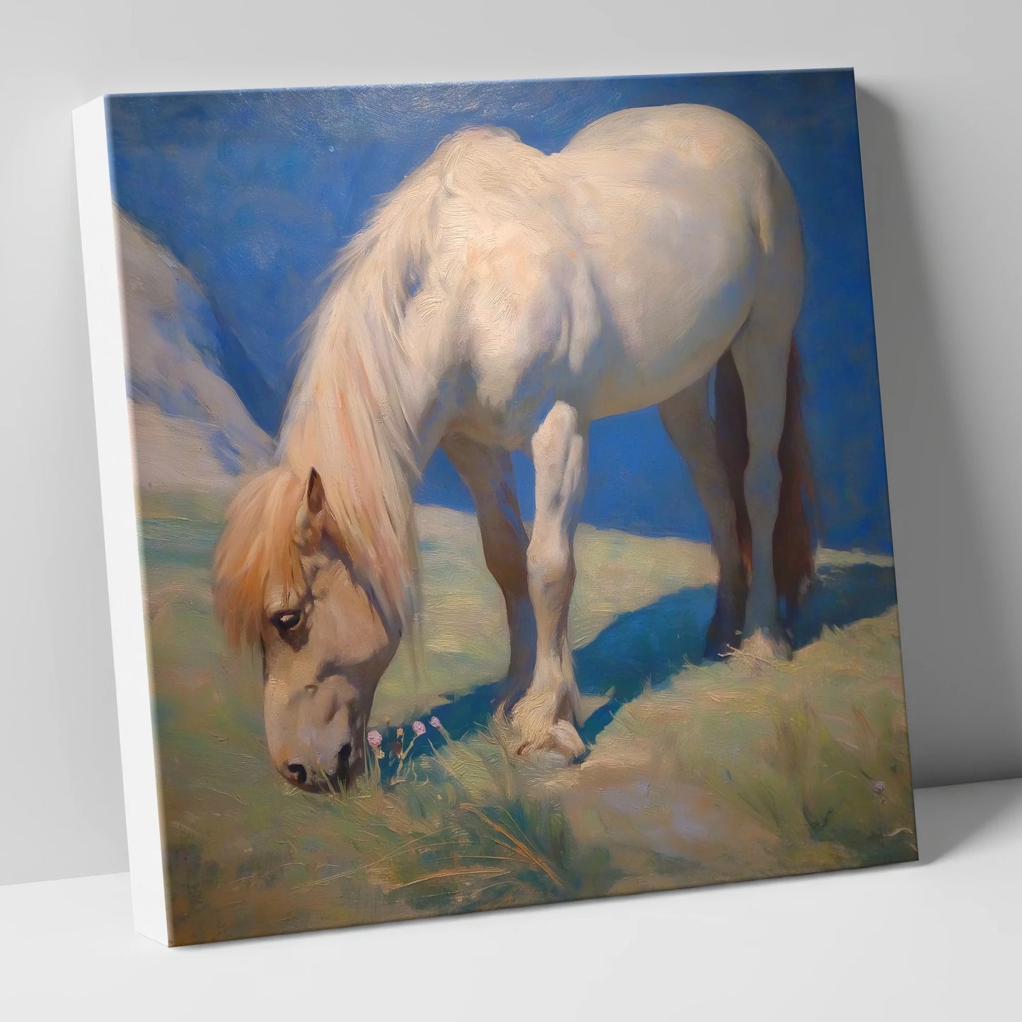 Sunlit Grazing horse breed canvas wall art