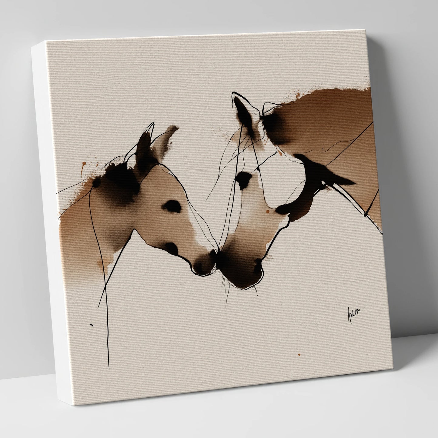 A Quiet Connection mare & foal canvas wall art