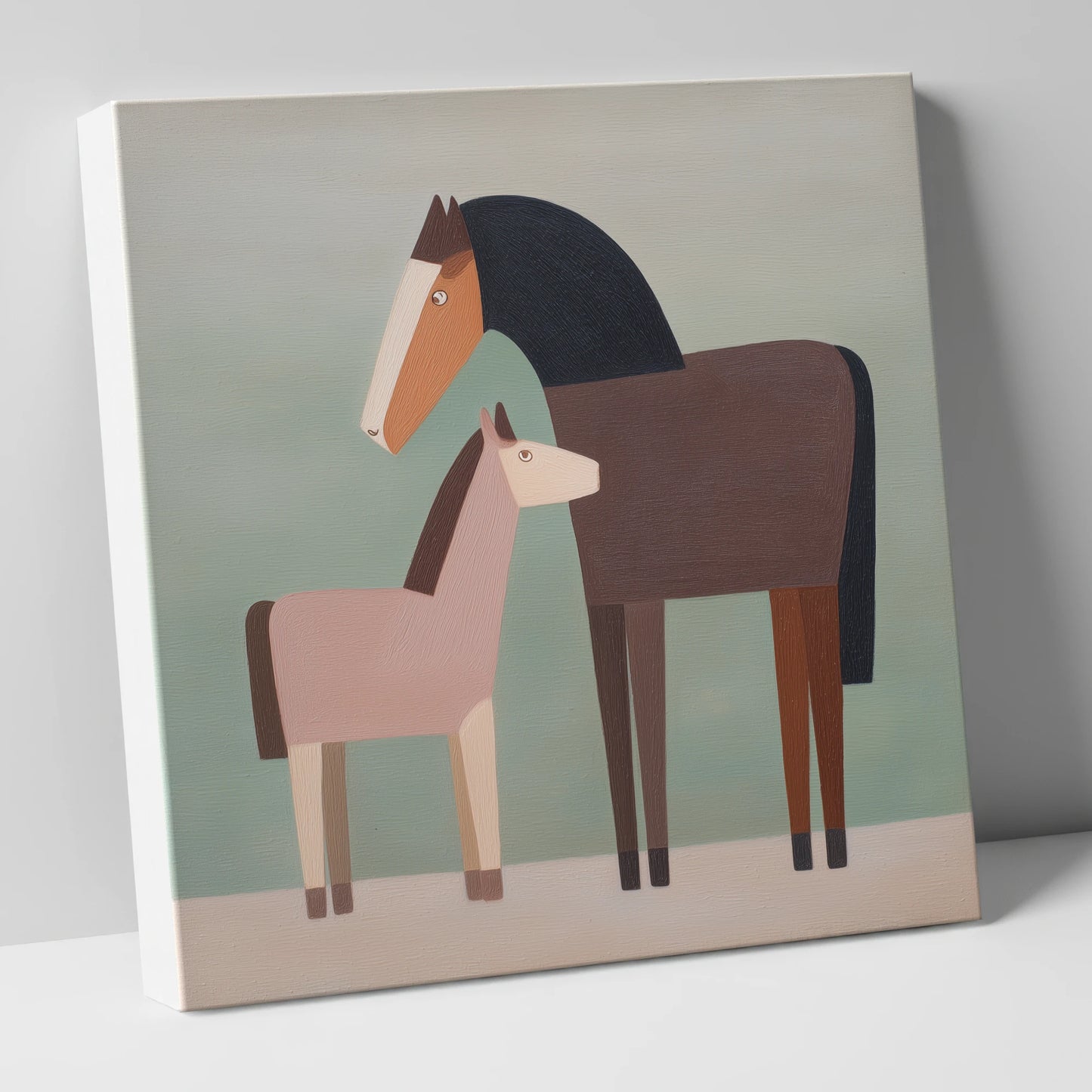 Quiet Companions mare & foal canvas wall art