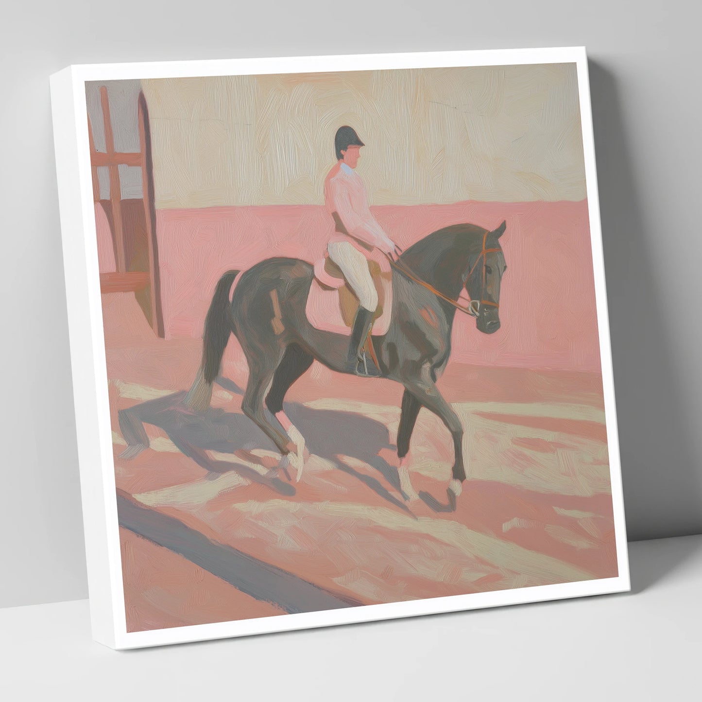 Dusty Pink Shadows dressage horse canvas wall art