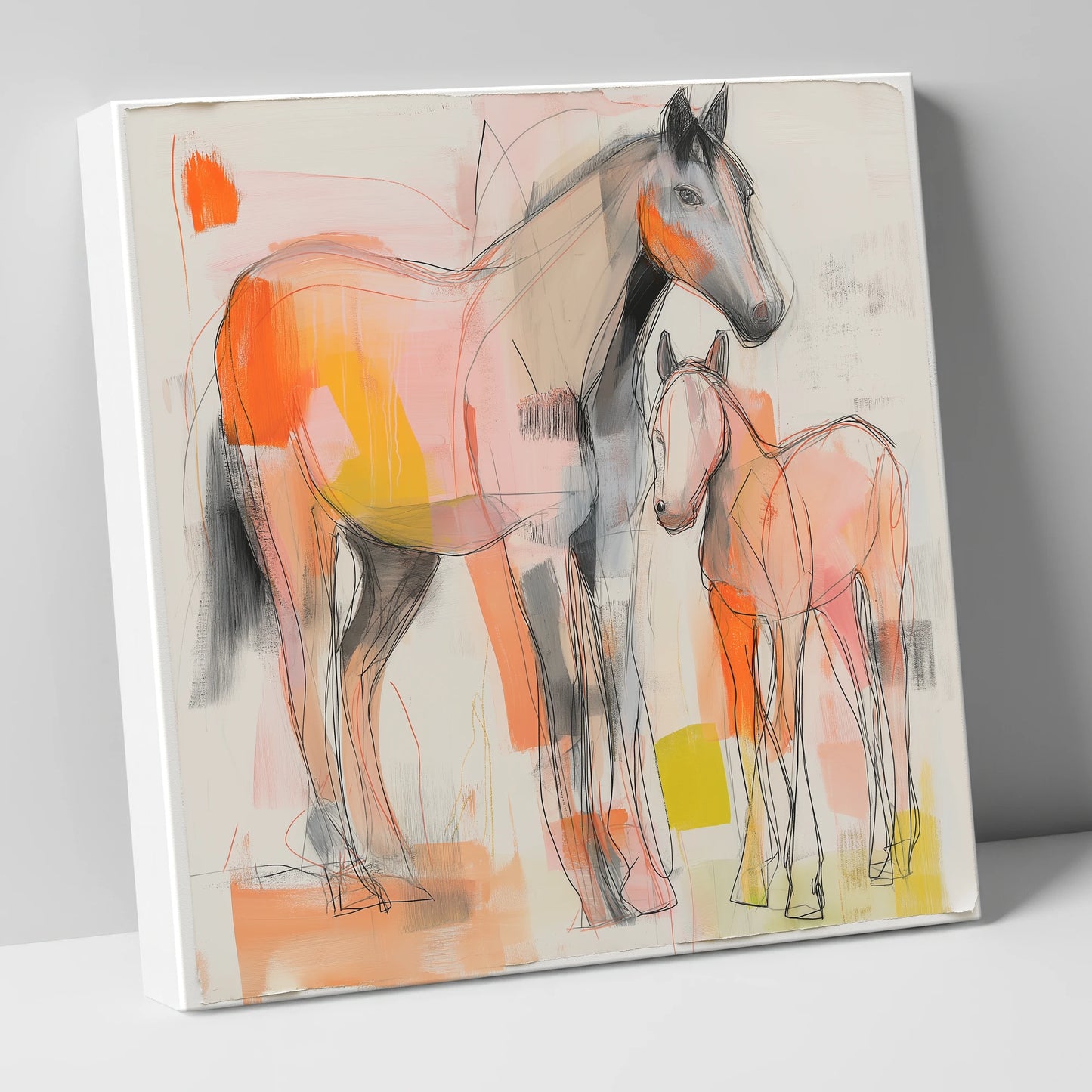 Radiant Beginnings mare & foal canvas wall art