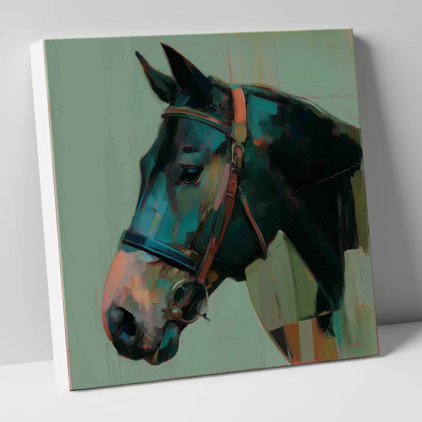 The Midnight Bridle horse portrait canvas wall art