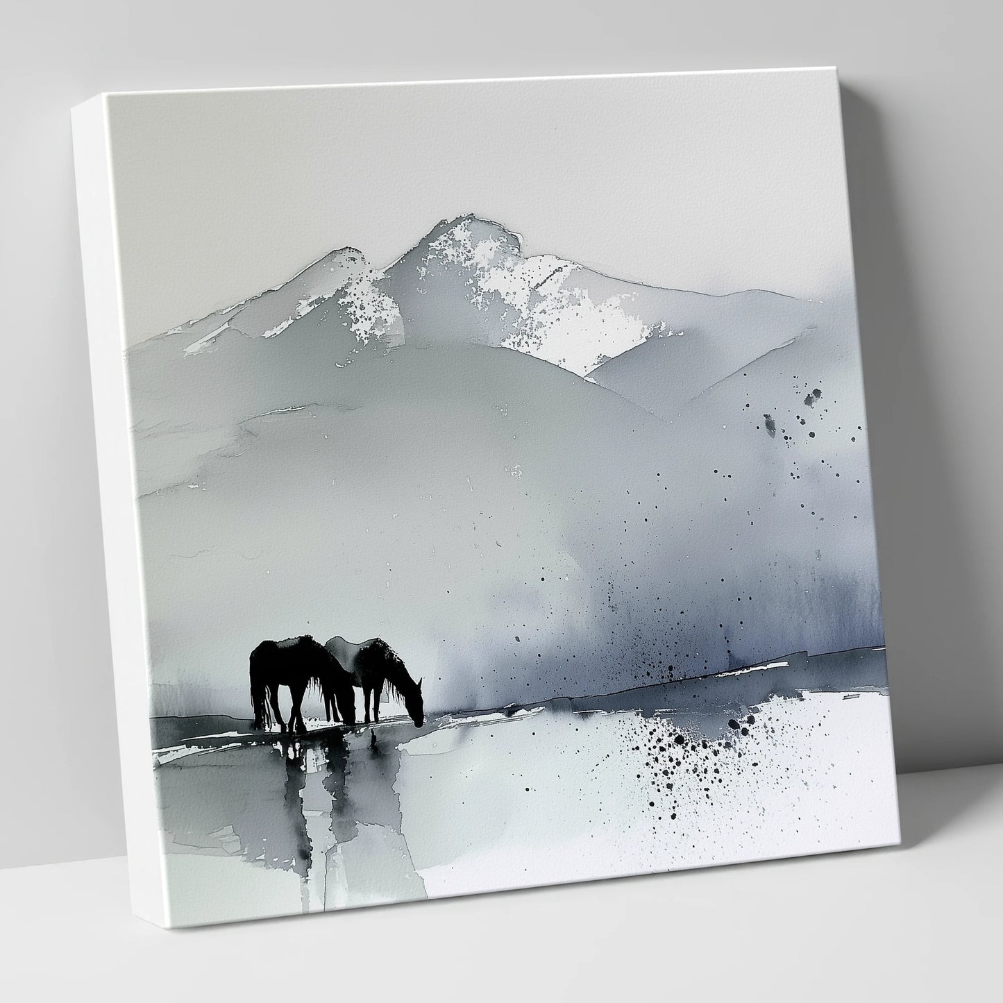Mountain Mist Reflections horse landscape canvas wall art