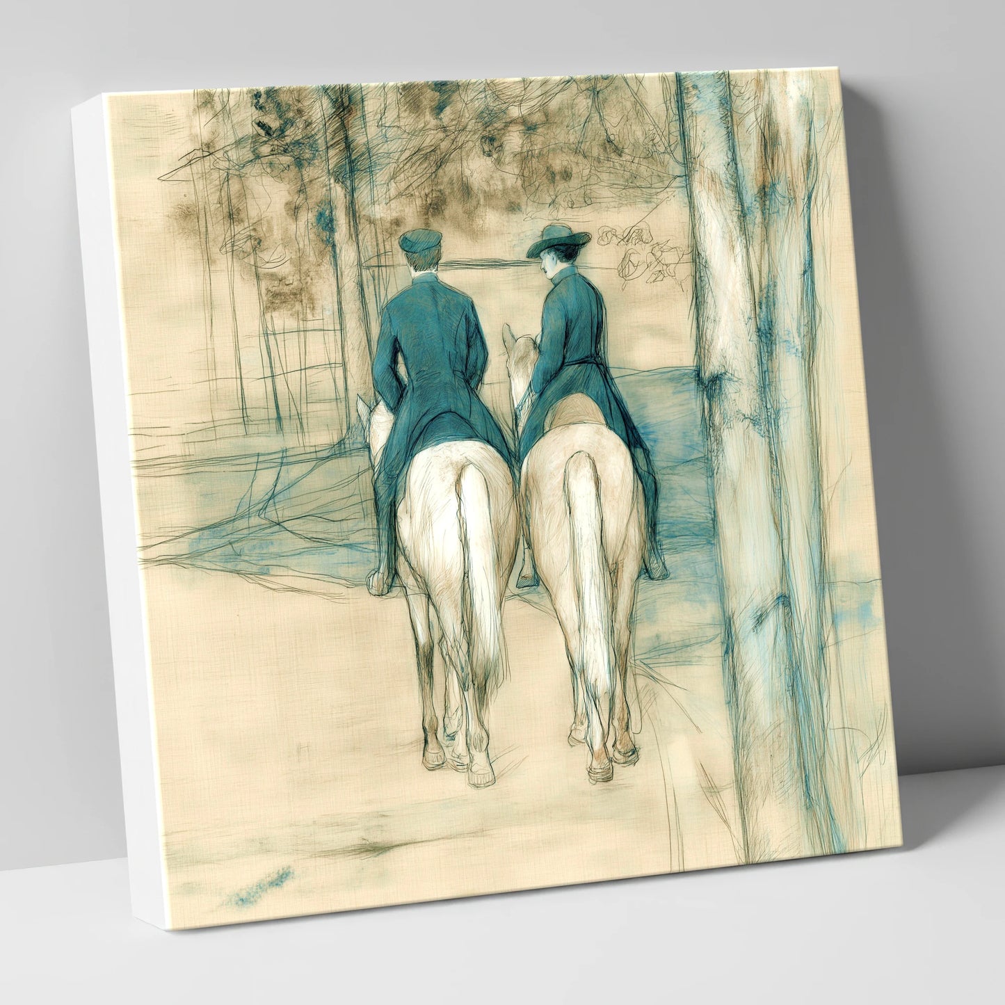 The Woodland Hack horse & rider canvas wall art