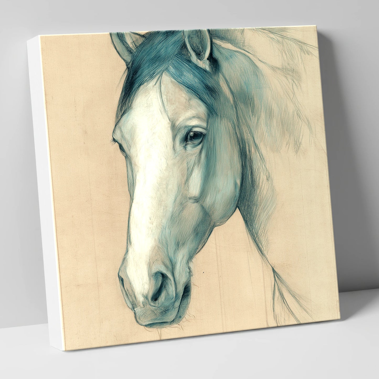 Azure Equine Study horse portrait canvas wall art