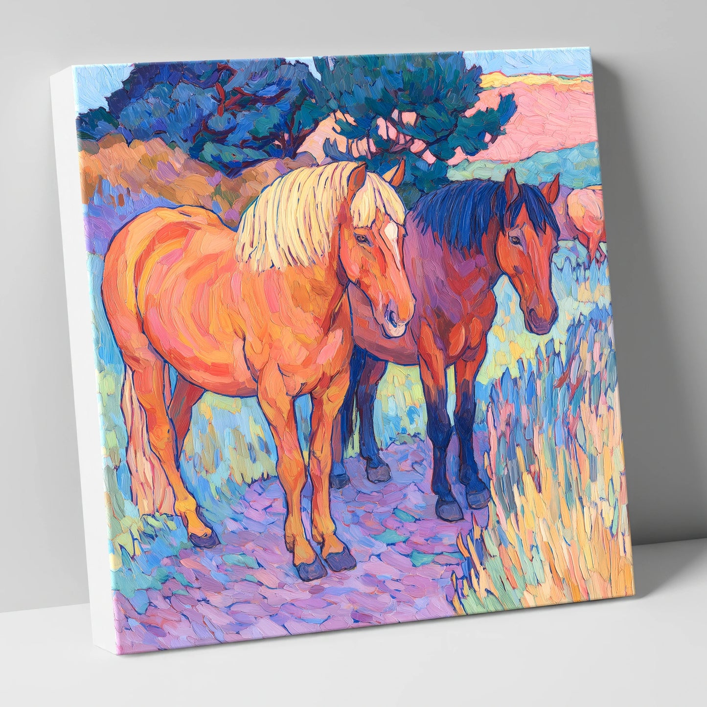 Sunset Pasture Companions horse landscape canvas wall art