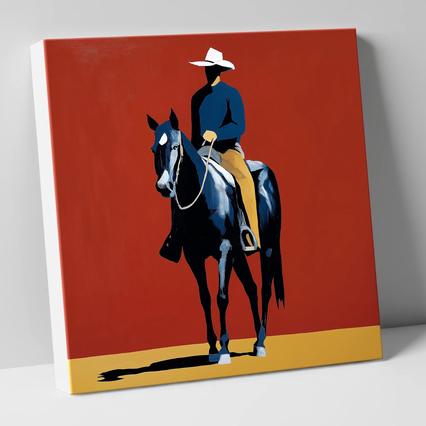 The Crimson Frontier Rider western horse canvas wall art