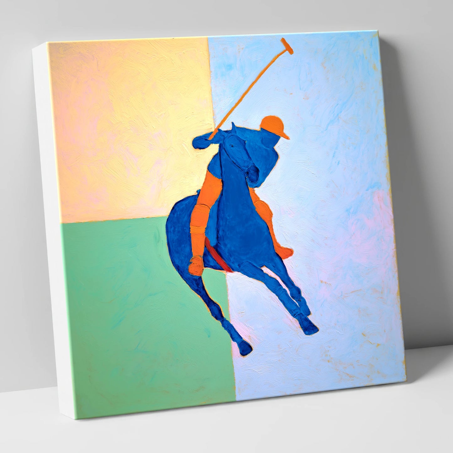 Cobalt Polo Swing polo horse canvas wall art