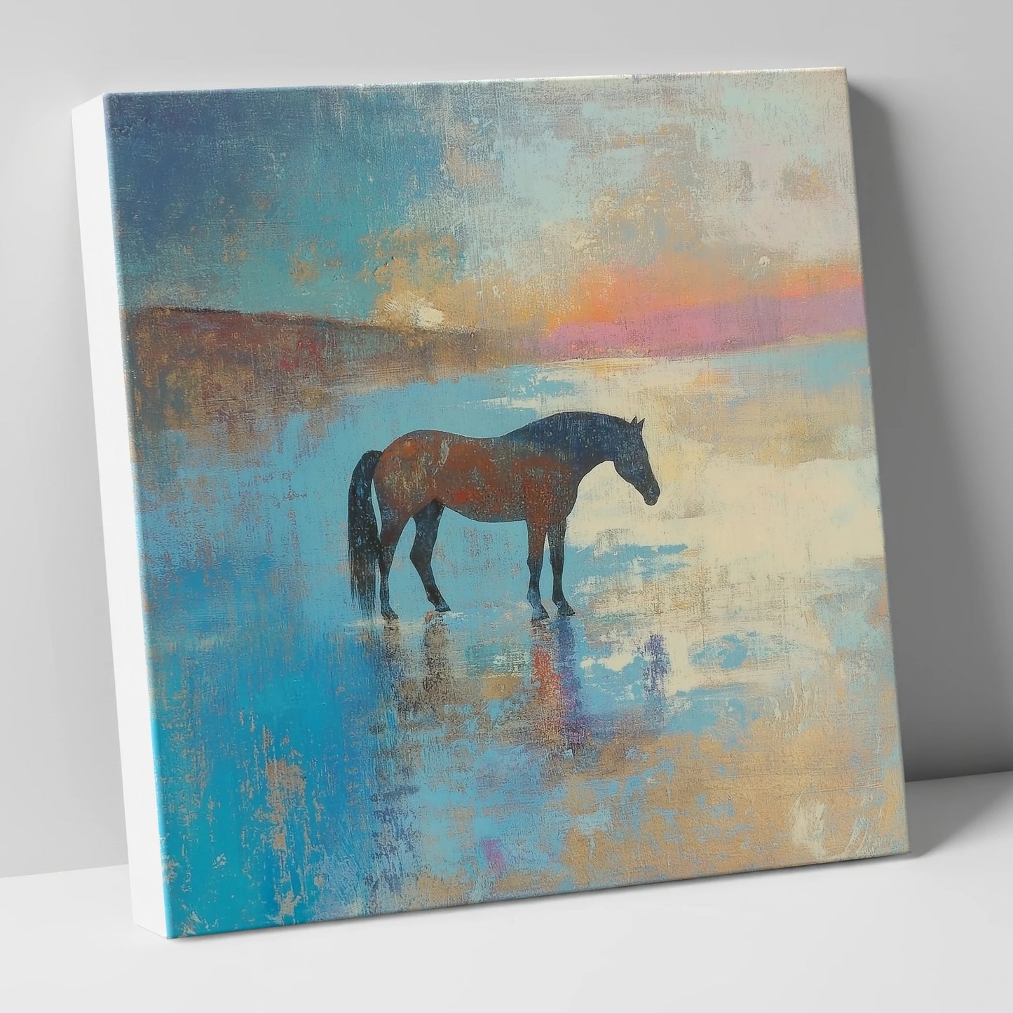 Silent Waters horse landscape canvas wall art
