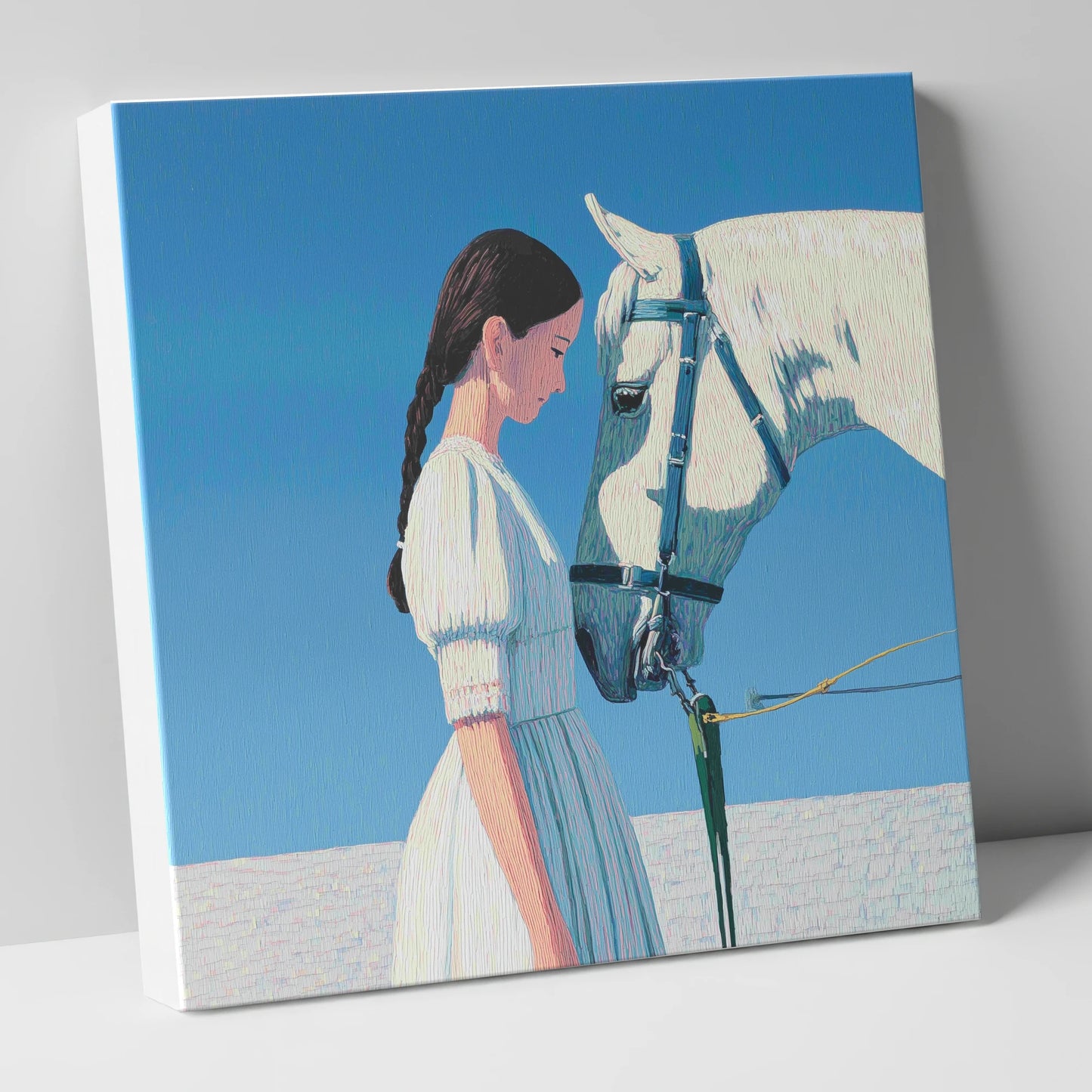 Silent Dialogue horse & rider canvas wall art