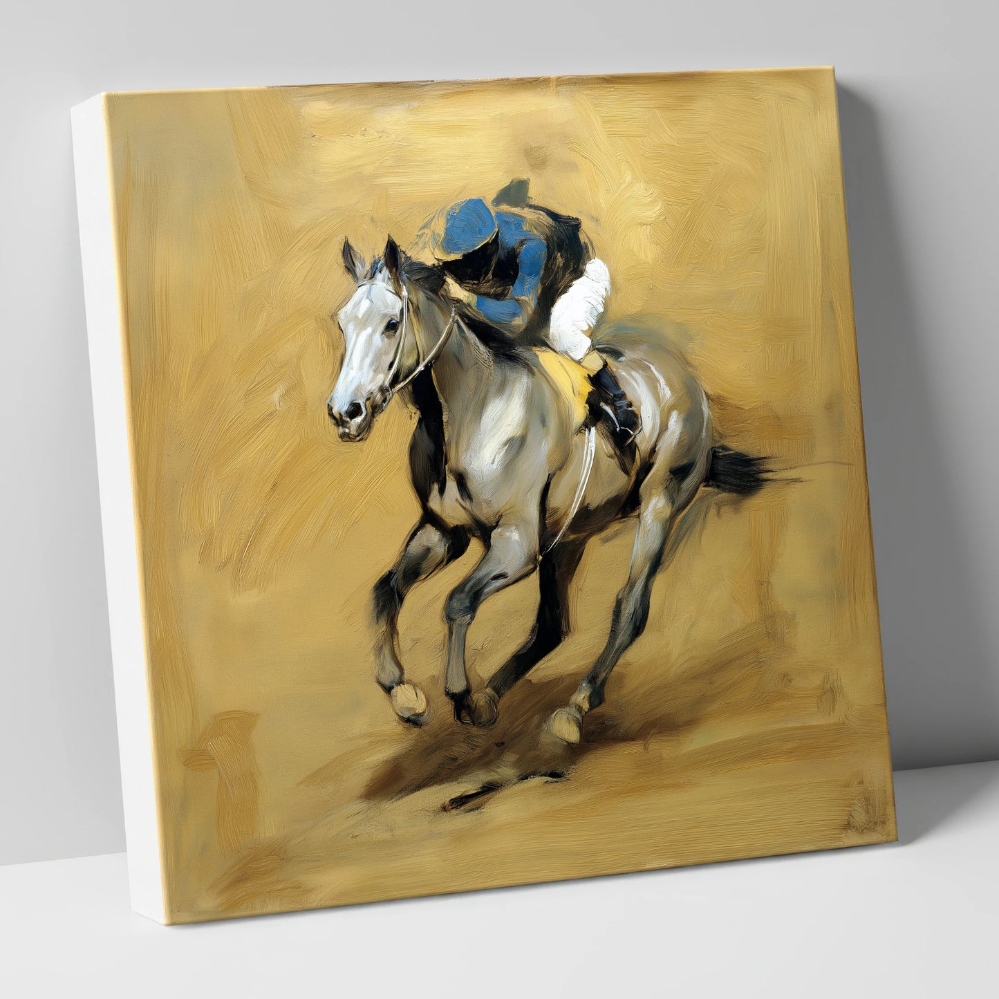 The Grey Challenger racing horse canvas wall art