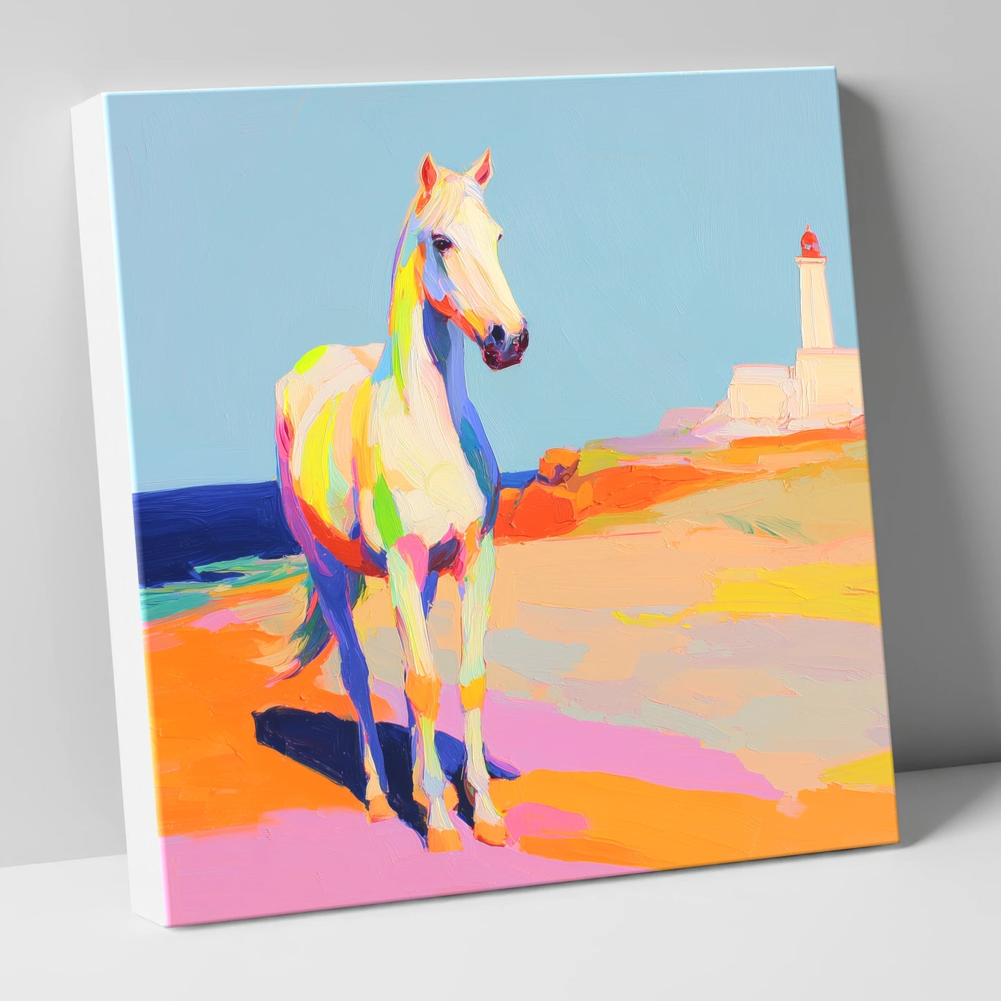 Vibrant Coastal Equine horse landscape canvas wall art
