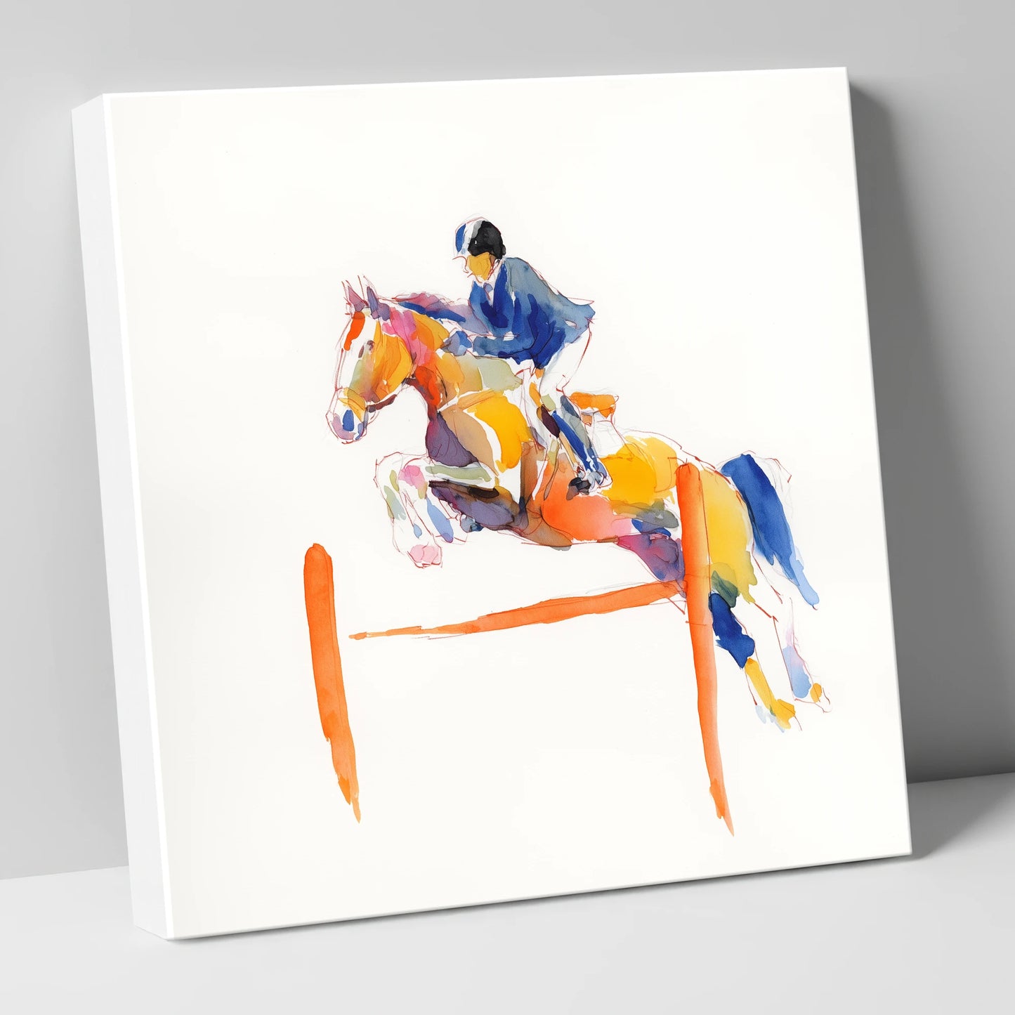 Vibrant Clear Round show jumping horse canvas wall art