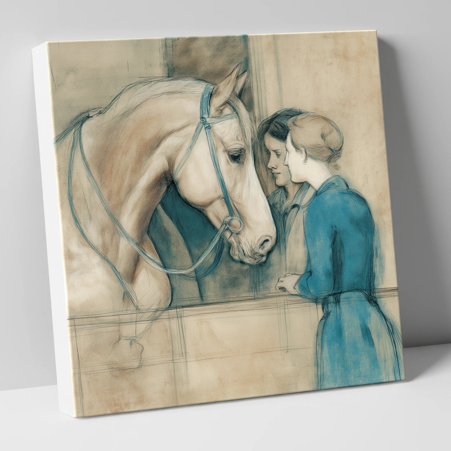 A Gentle Exchange horse & rider canvas wall art
