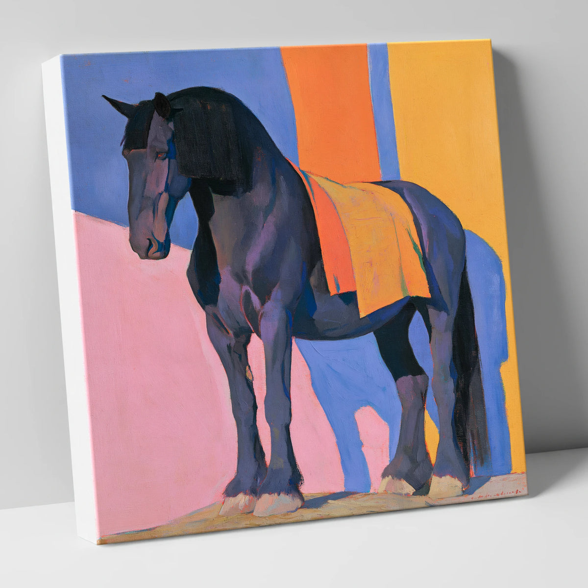 Heavy Horse Colour Block Portrait horse breed canvas wall art