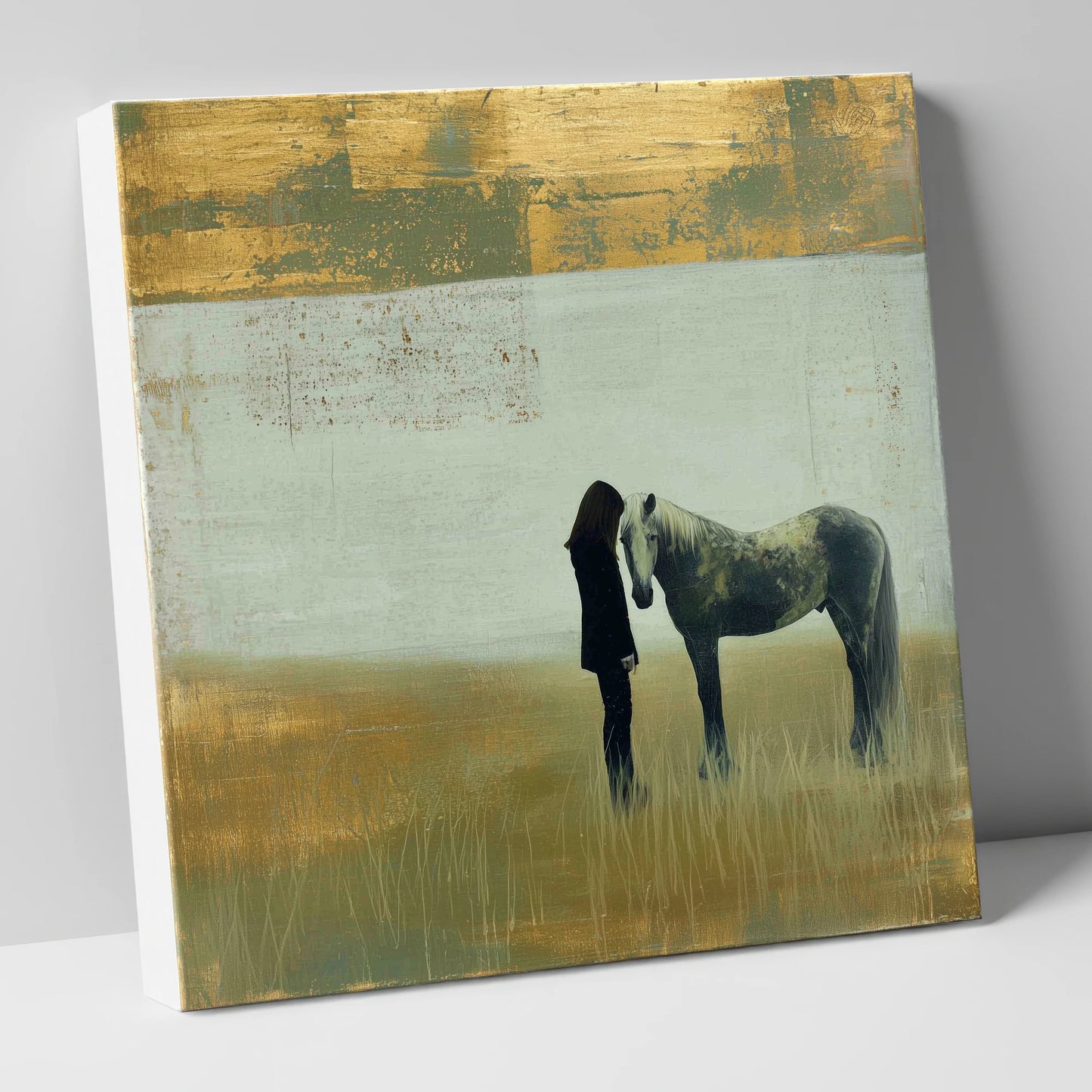 Silent Understanding horse & rider canvas wall art
