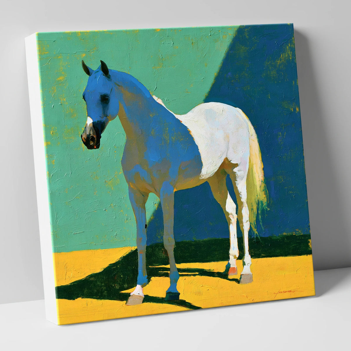 Grey Arabian with Blue Shadows horse breed canvas wall art