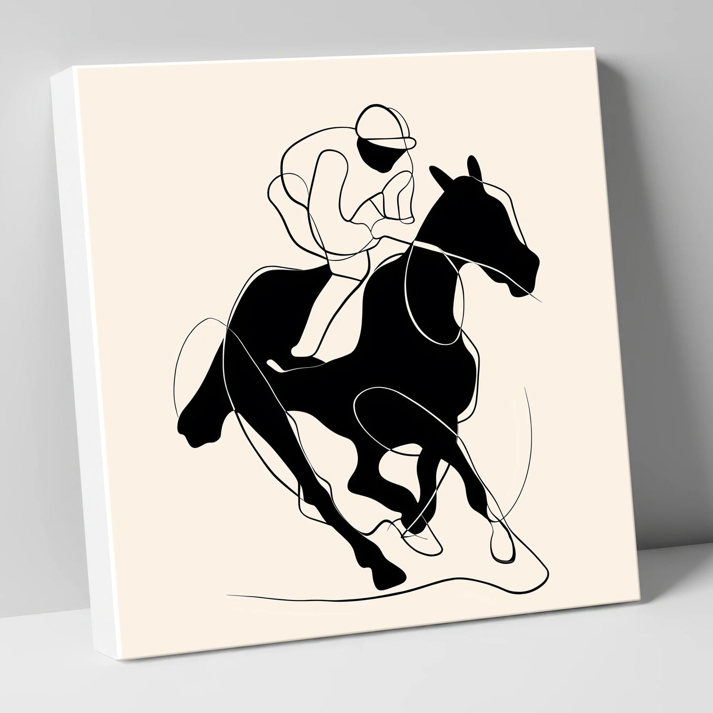 Monochrome Gallop racing horse canvas wall art