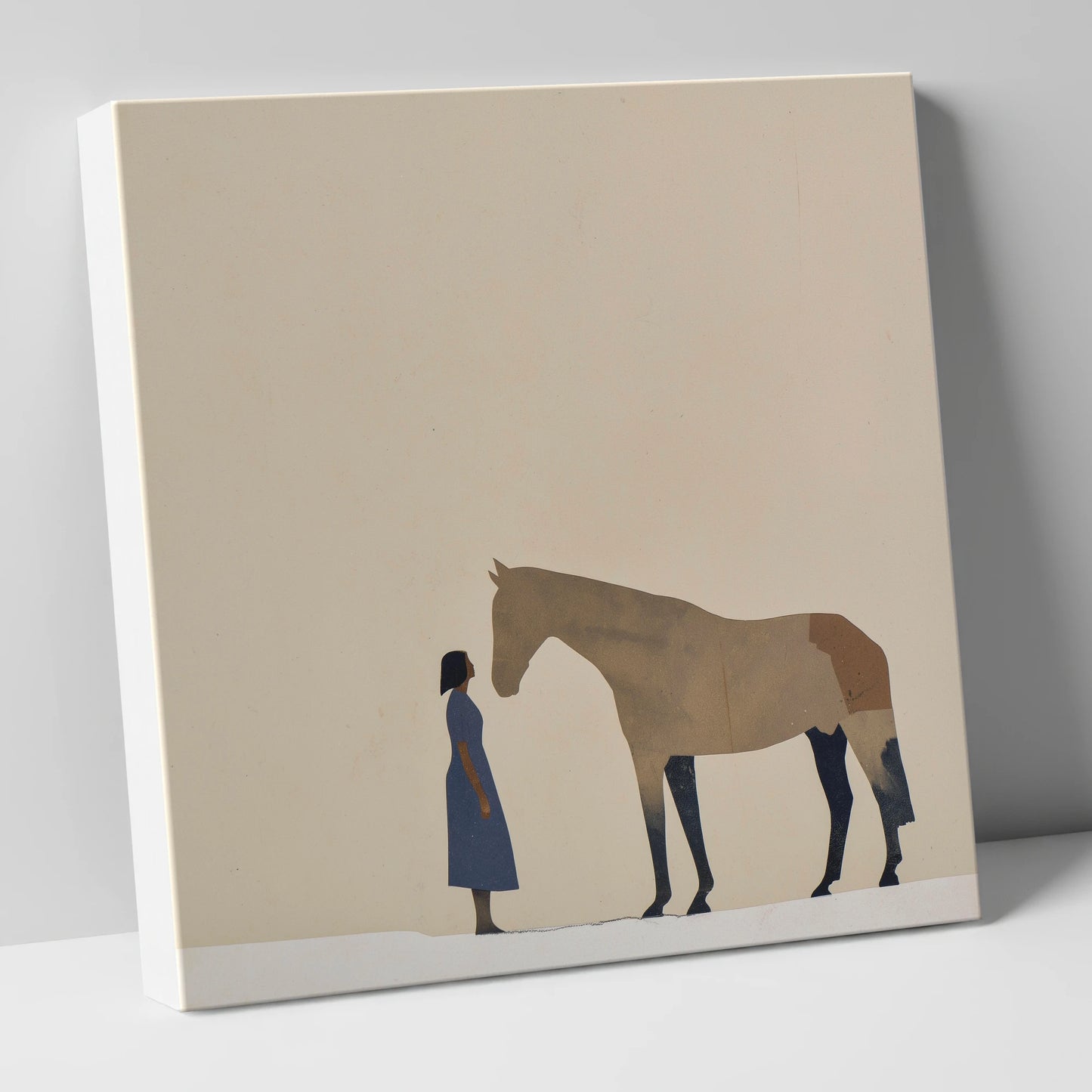 Silent Conversation horse & rider canvas wall art