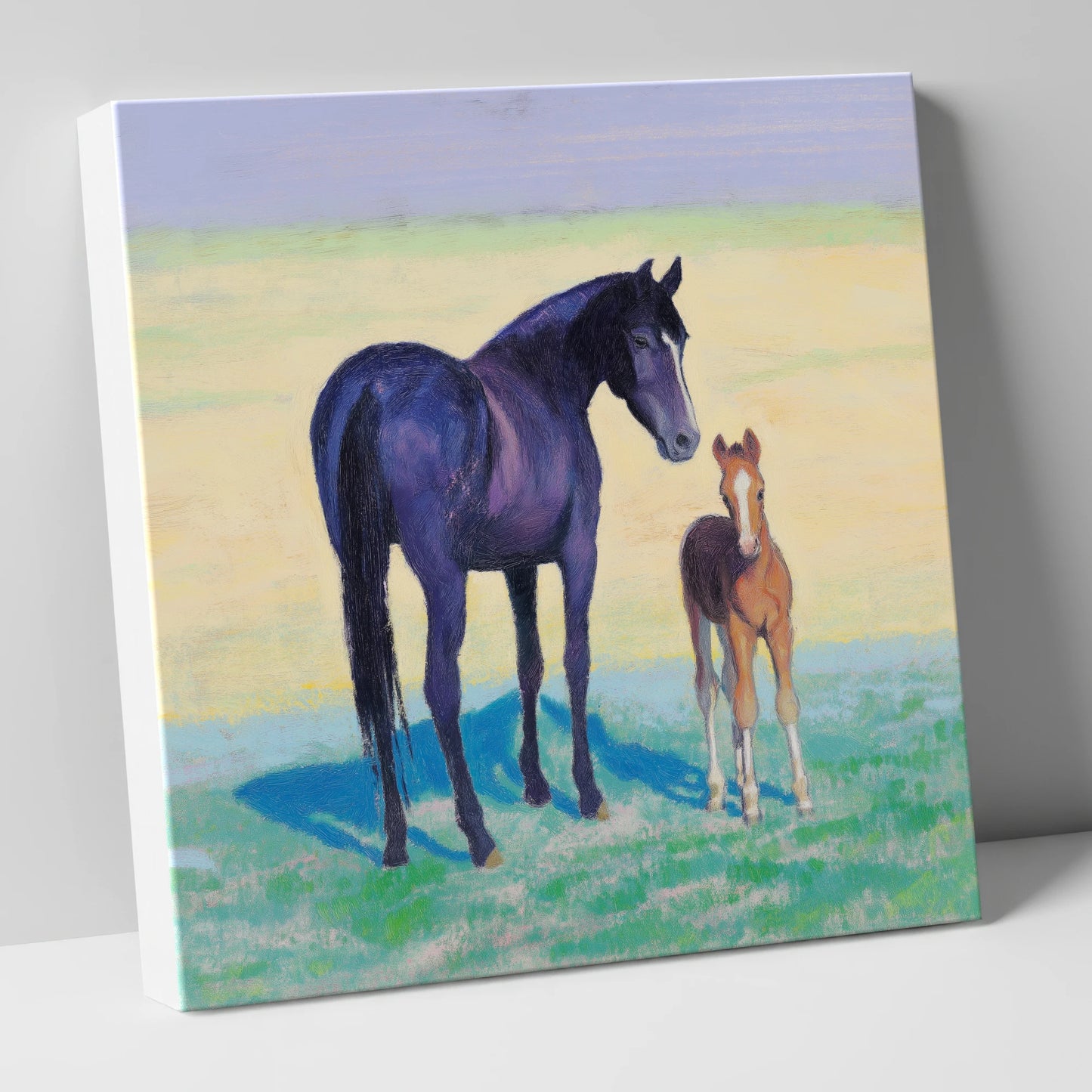 The Gentle Watch mare & foal canvas wall art