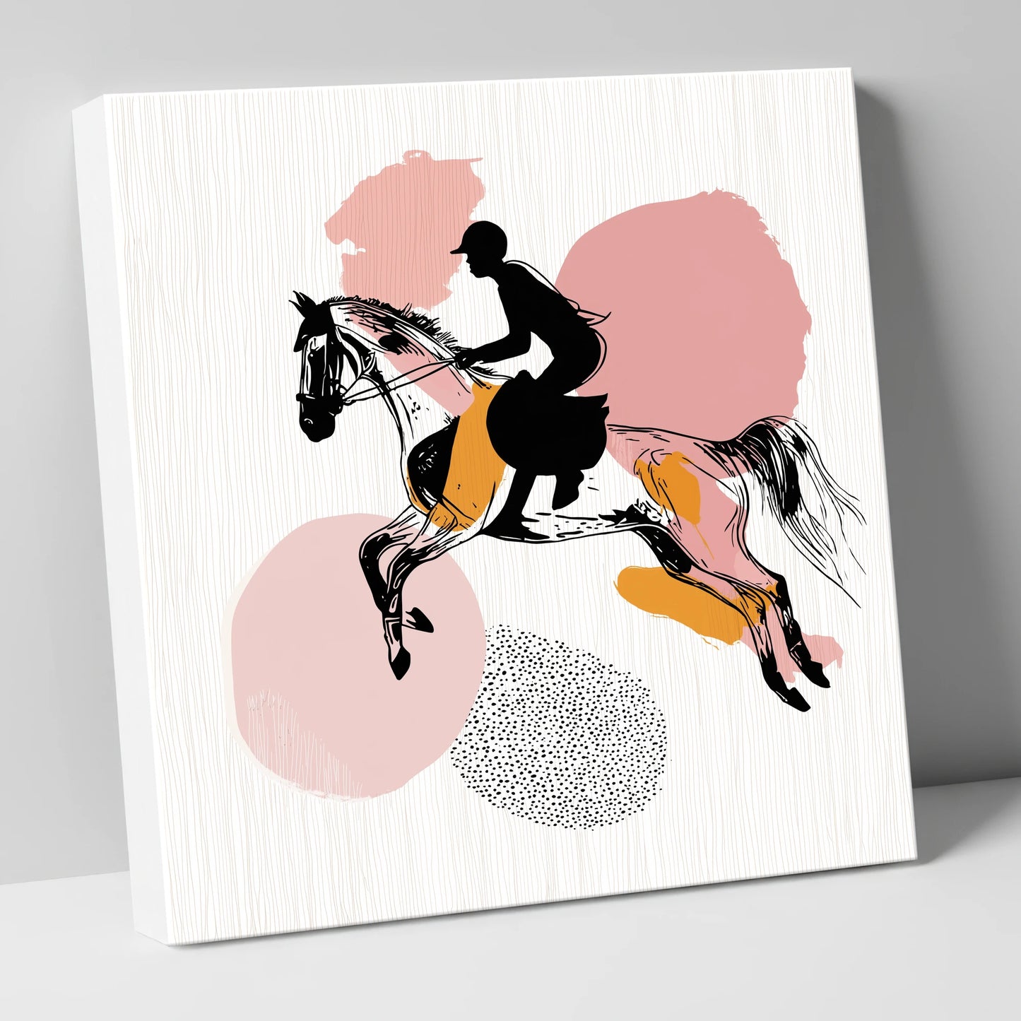Abstract Equine Flight show jumping horse canvas wall art