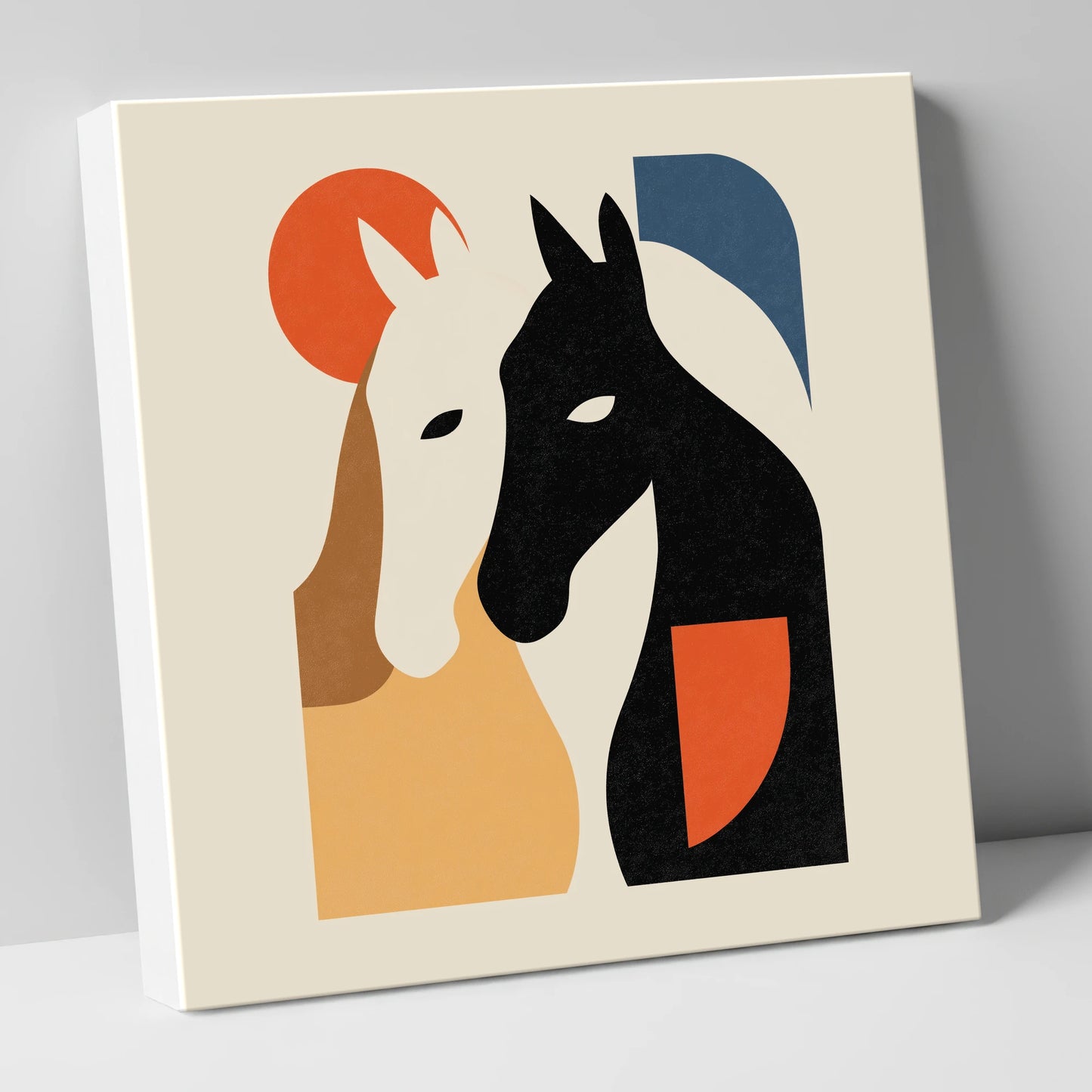 Modernist Equine Embrace horse portrait canvas wall art