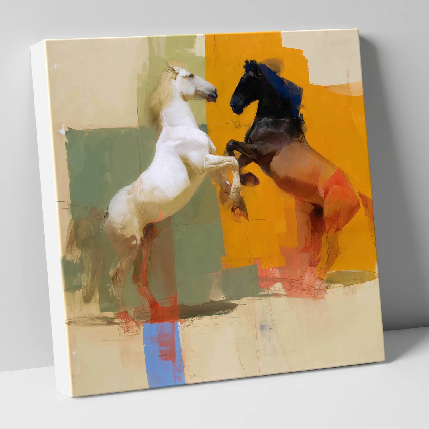 The Bold Encounter wild horses canvas wall art