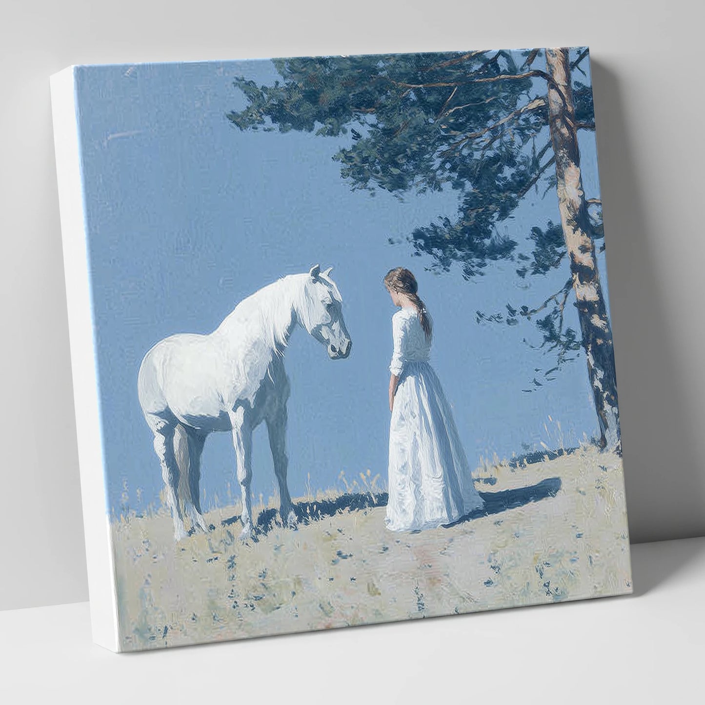 Beneath the Summer Pine horse & rider canvas wall art