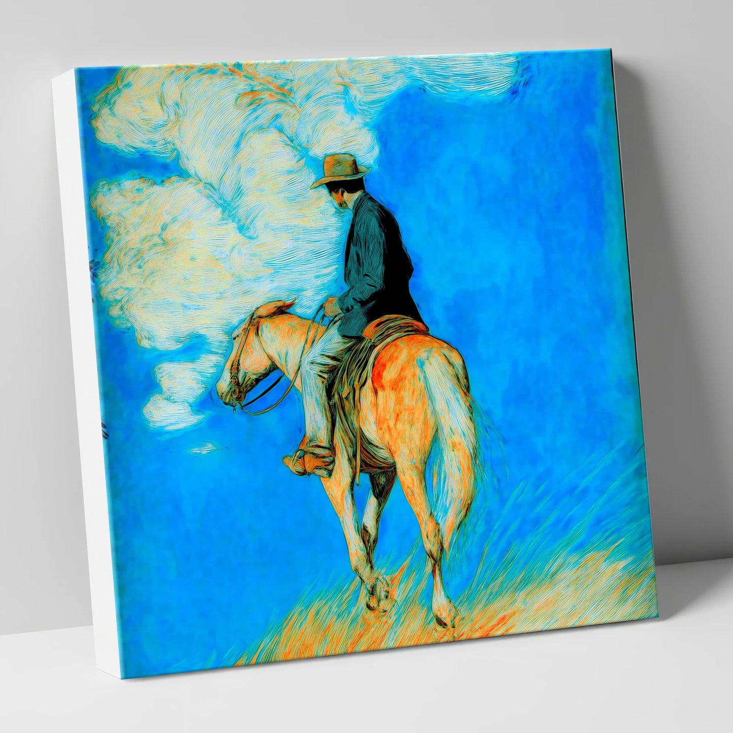 Vivid Western Horizon western horse canvas wall art