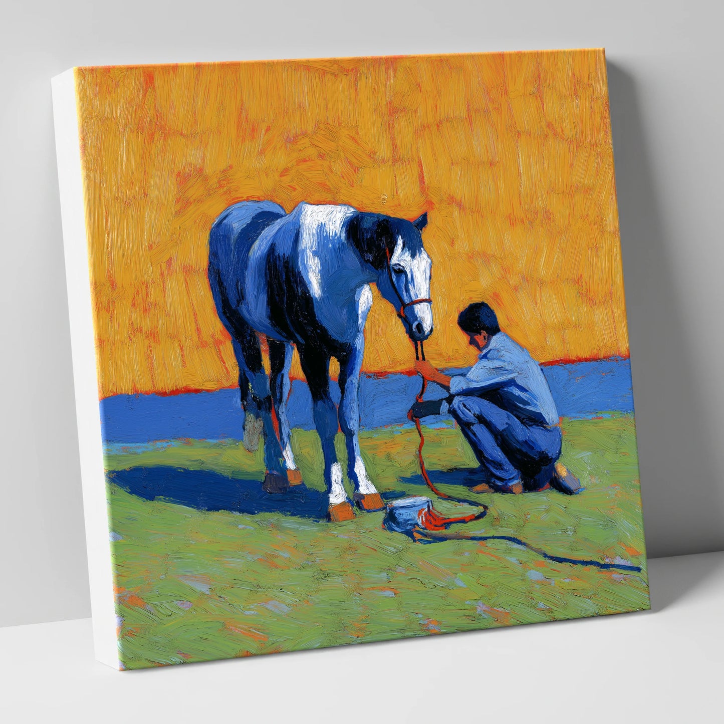 Sun-Drenched Connection horse & rider canvas wall art