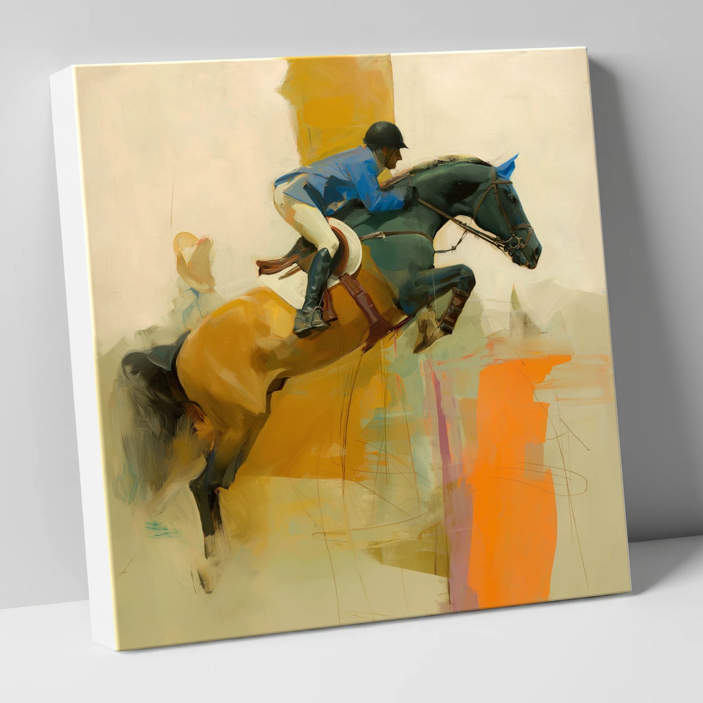 Abstract Showjumping Flight show jumping horse canvas wall art