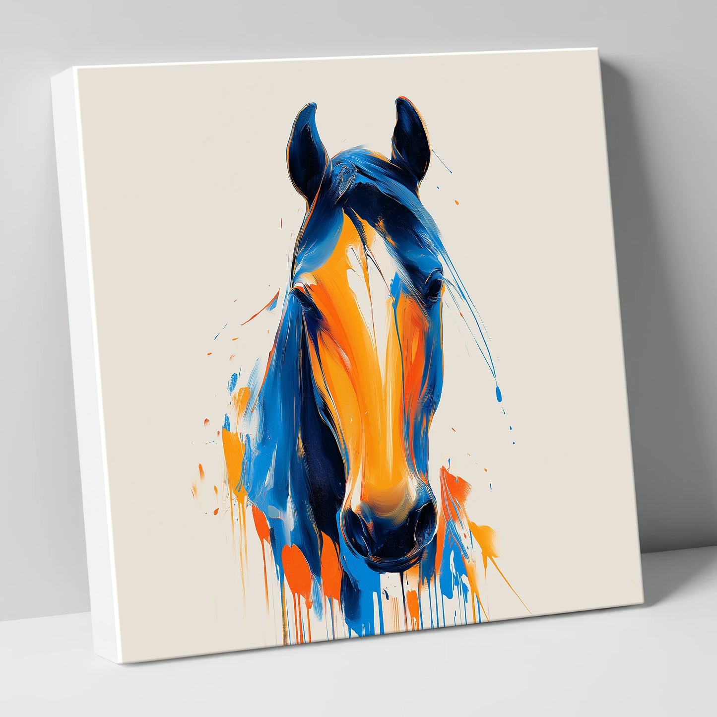 Cobalt and Sienna Spirit horse portrait canvas wall art