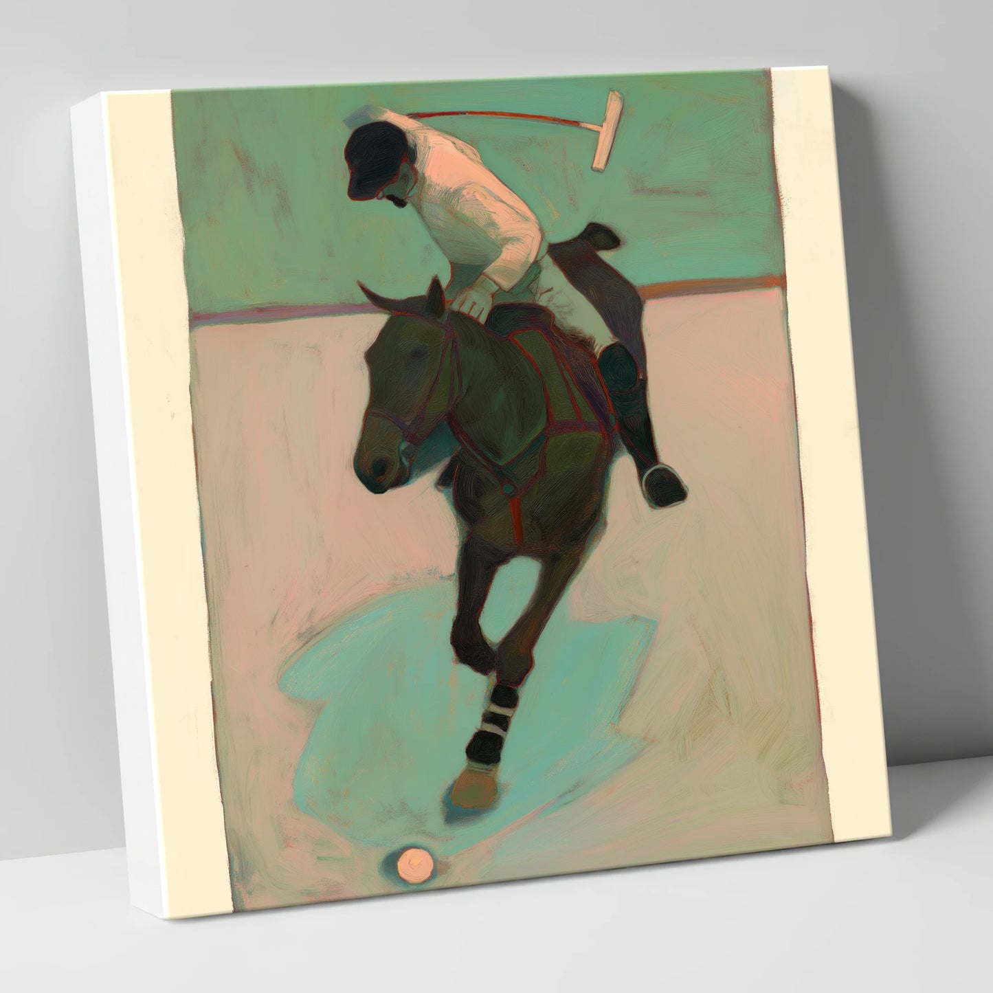 Turning on the Ball polo horse canvas wall art
