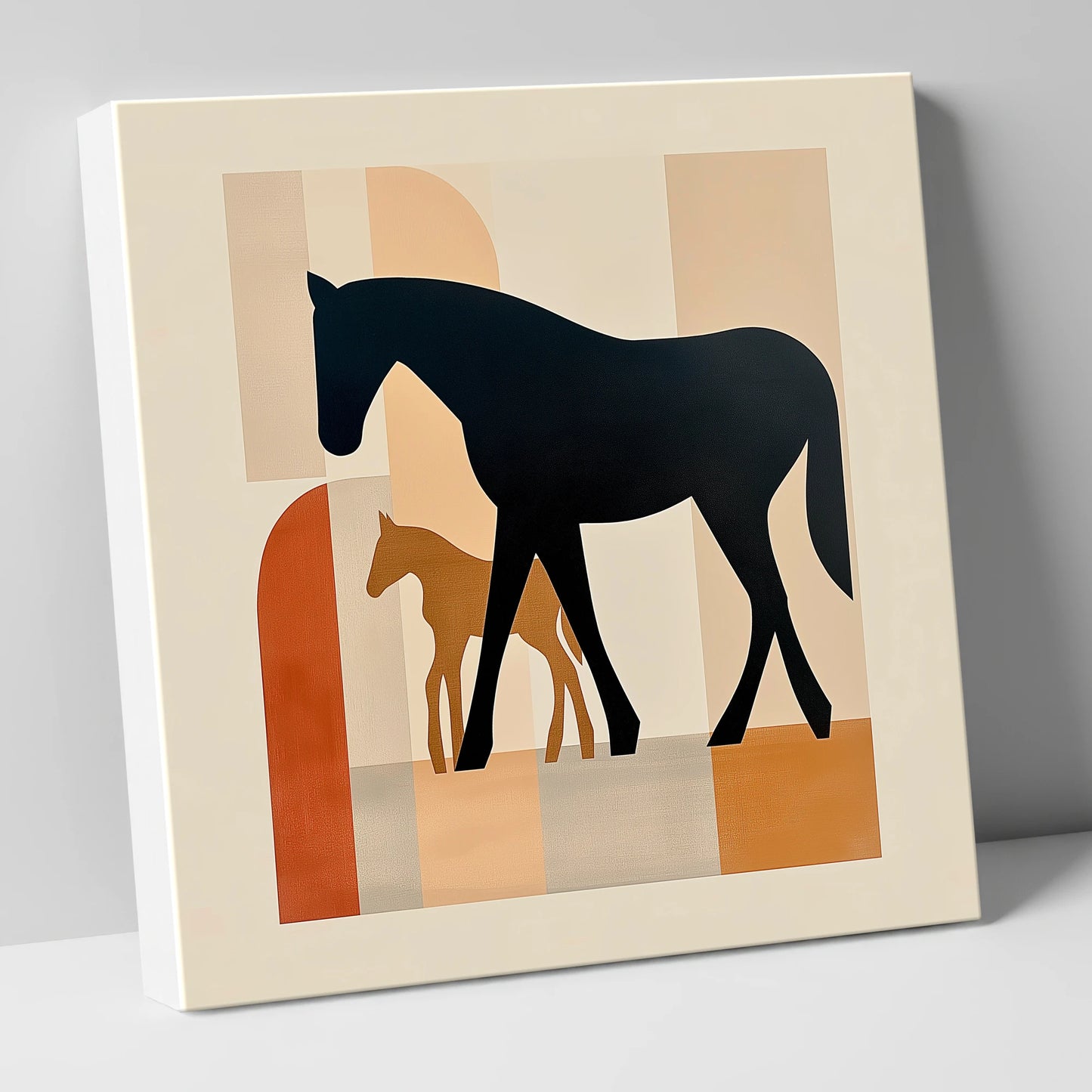 Mid-Century Maternal Bond mare & foal canvas wall art