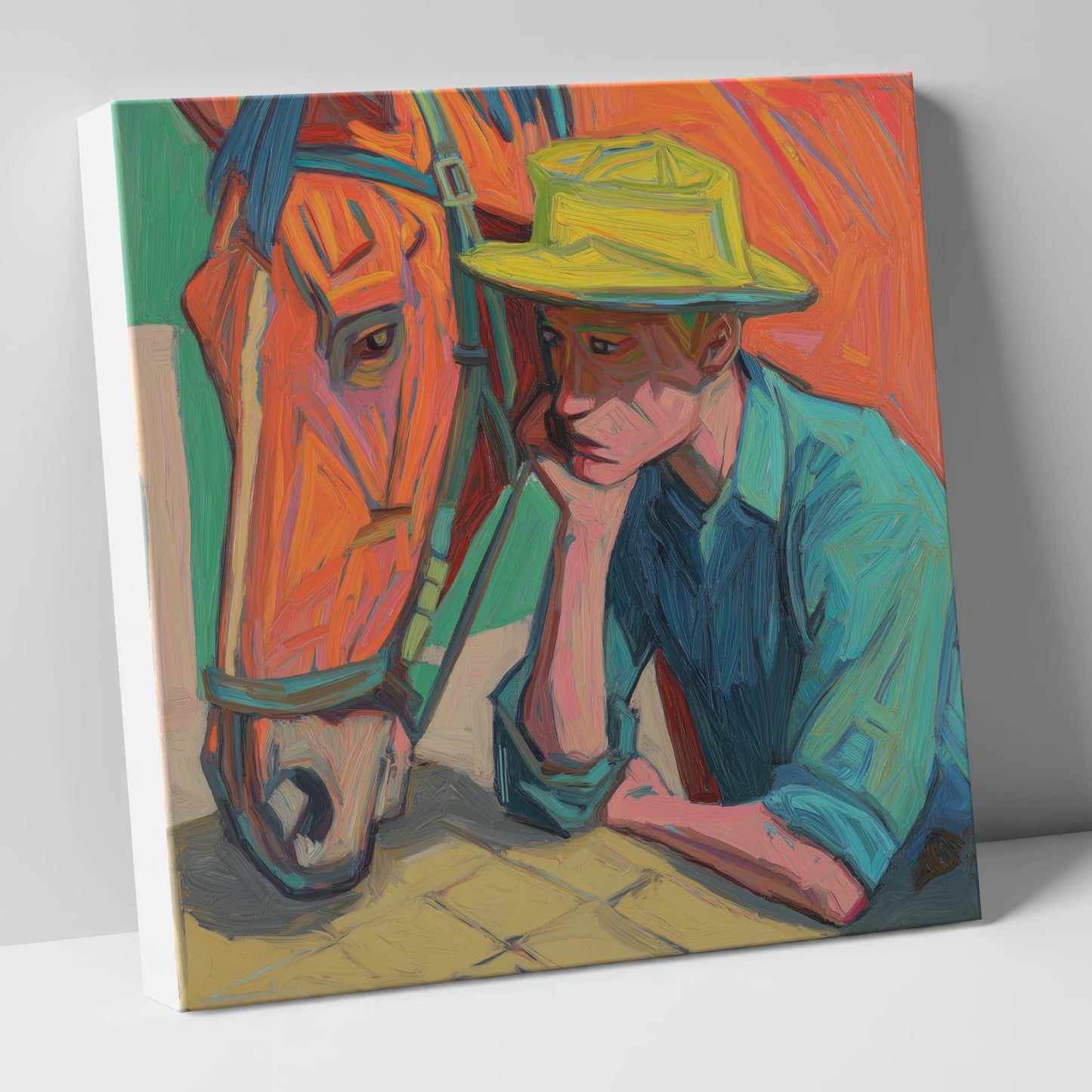 Quiet Companionship horse & rider canvas wall art