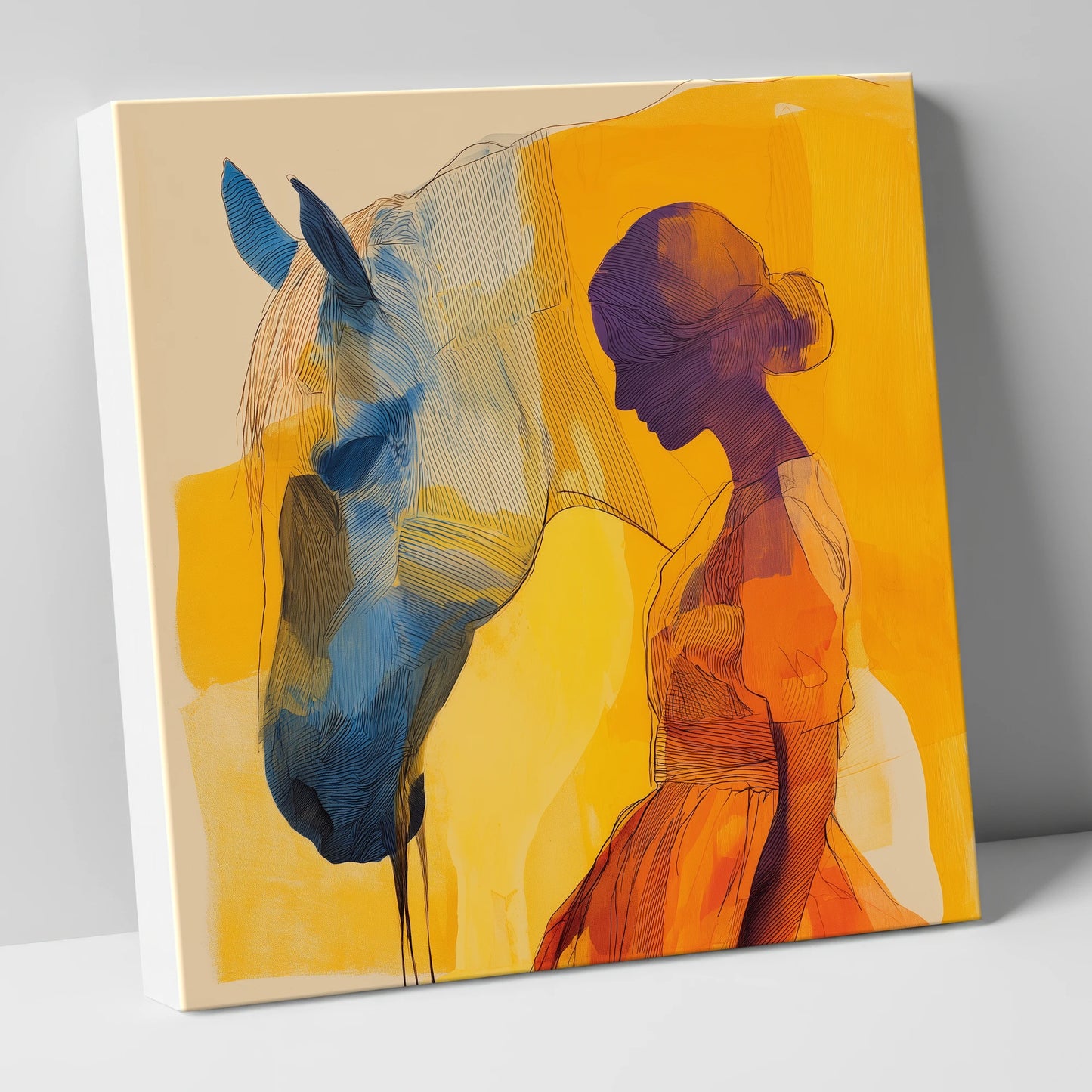 Amber Reverie horse & rider canvas wall art