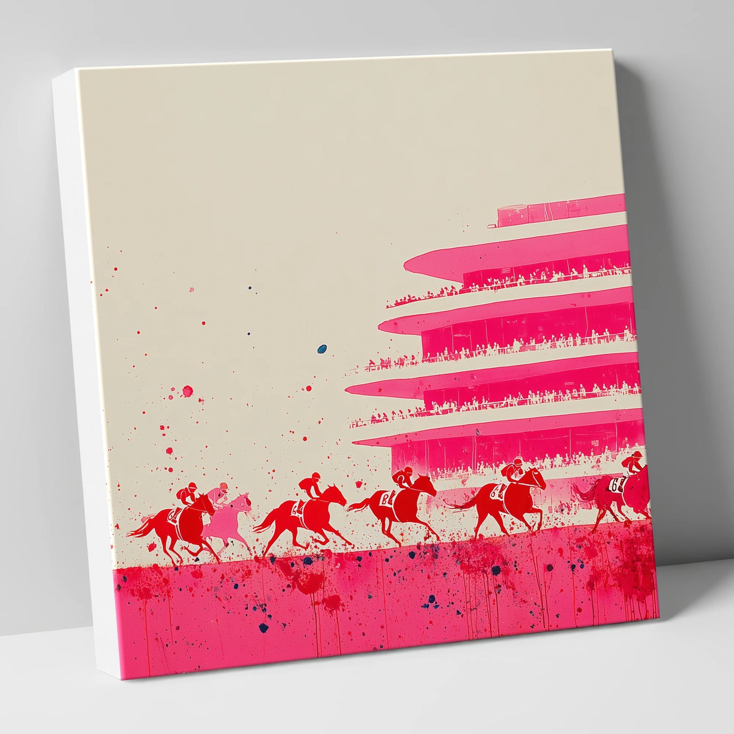 Magenta Grandstand Sprint racing horse canvas wall art