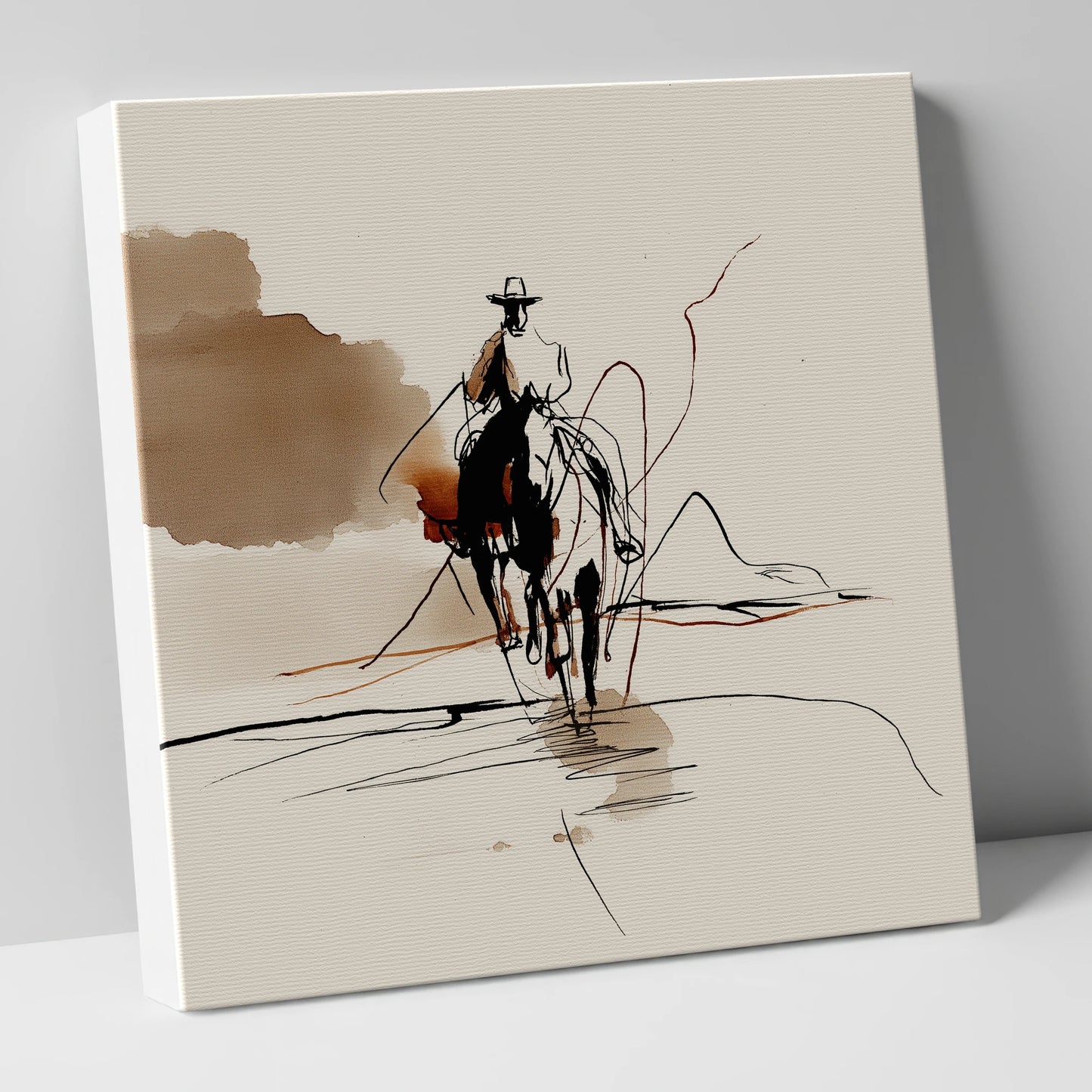 The Lone Rider western horse canvas wall art
