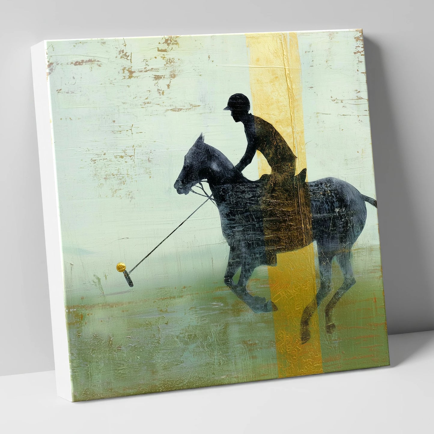 Gilded Chukka polo horse canvas wall art