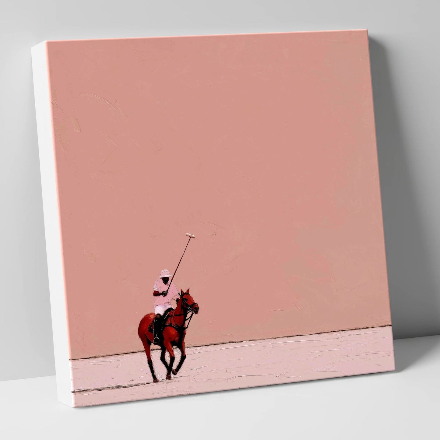 Dusty Rose Chukka polo horse canvas wall art