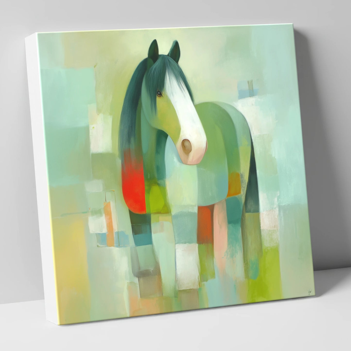 Modern Geometric Cob horse breed canvas wall art