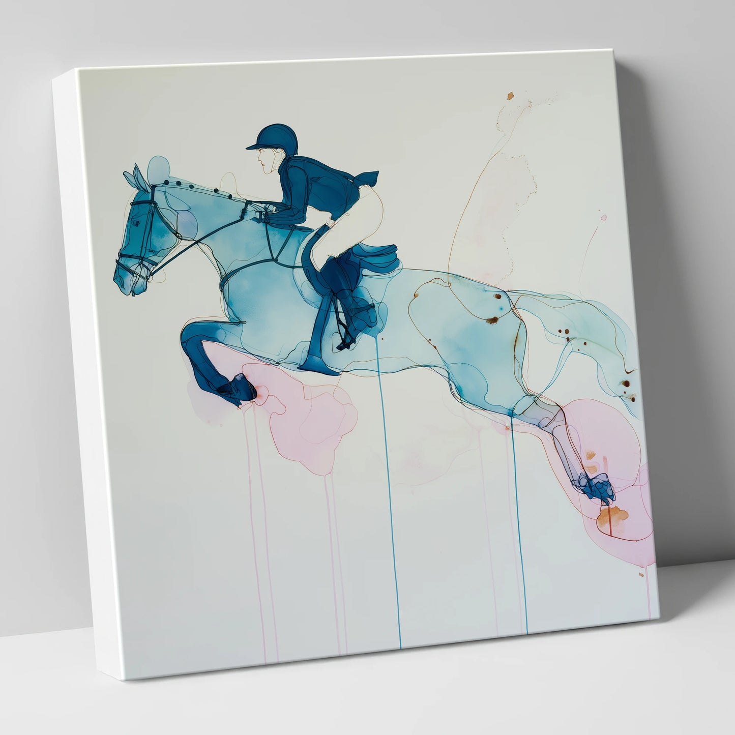 Azure Flight show jumping horse canvas wall art