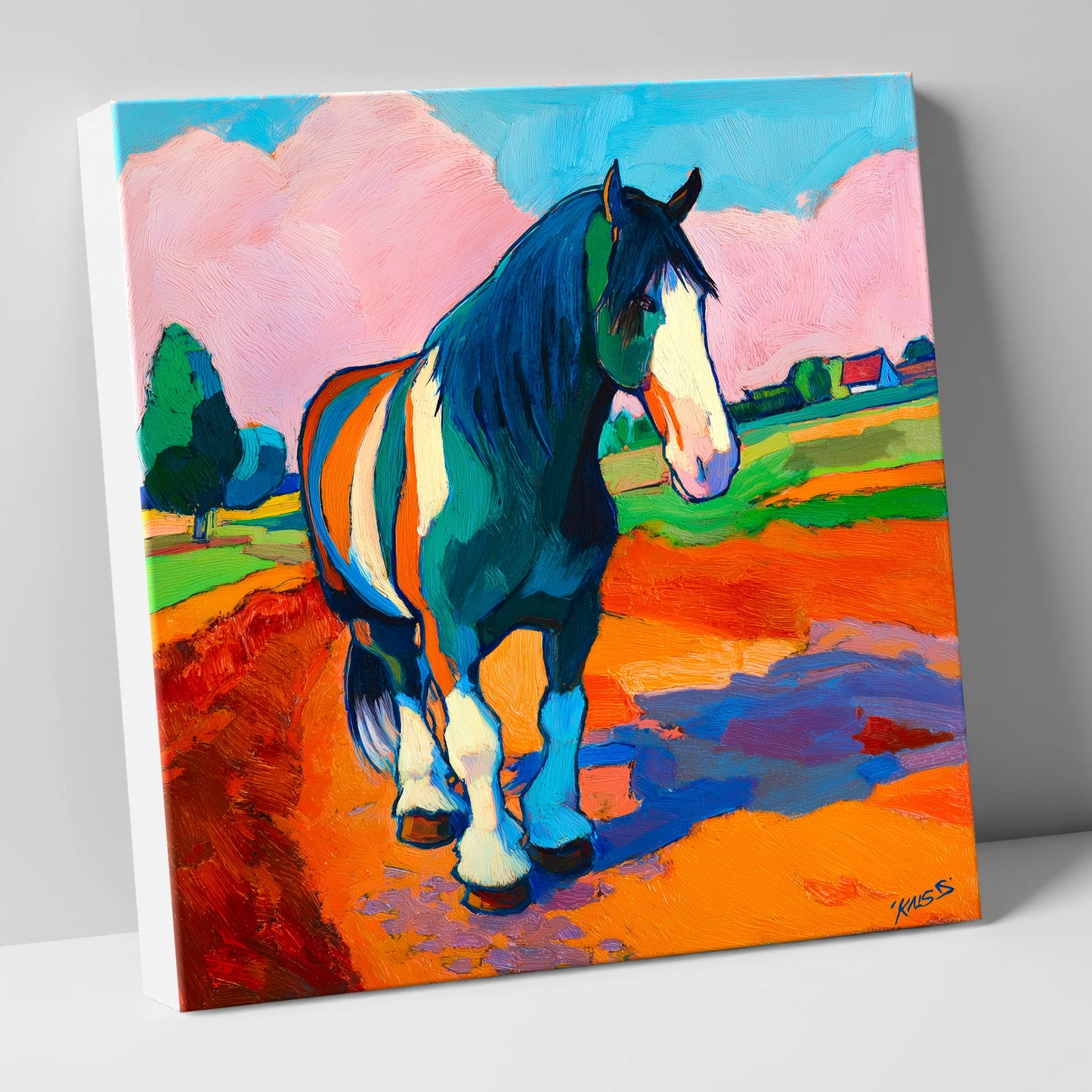Vibrant Coloured Cob horse breed canvas wall art