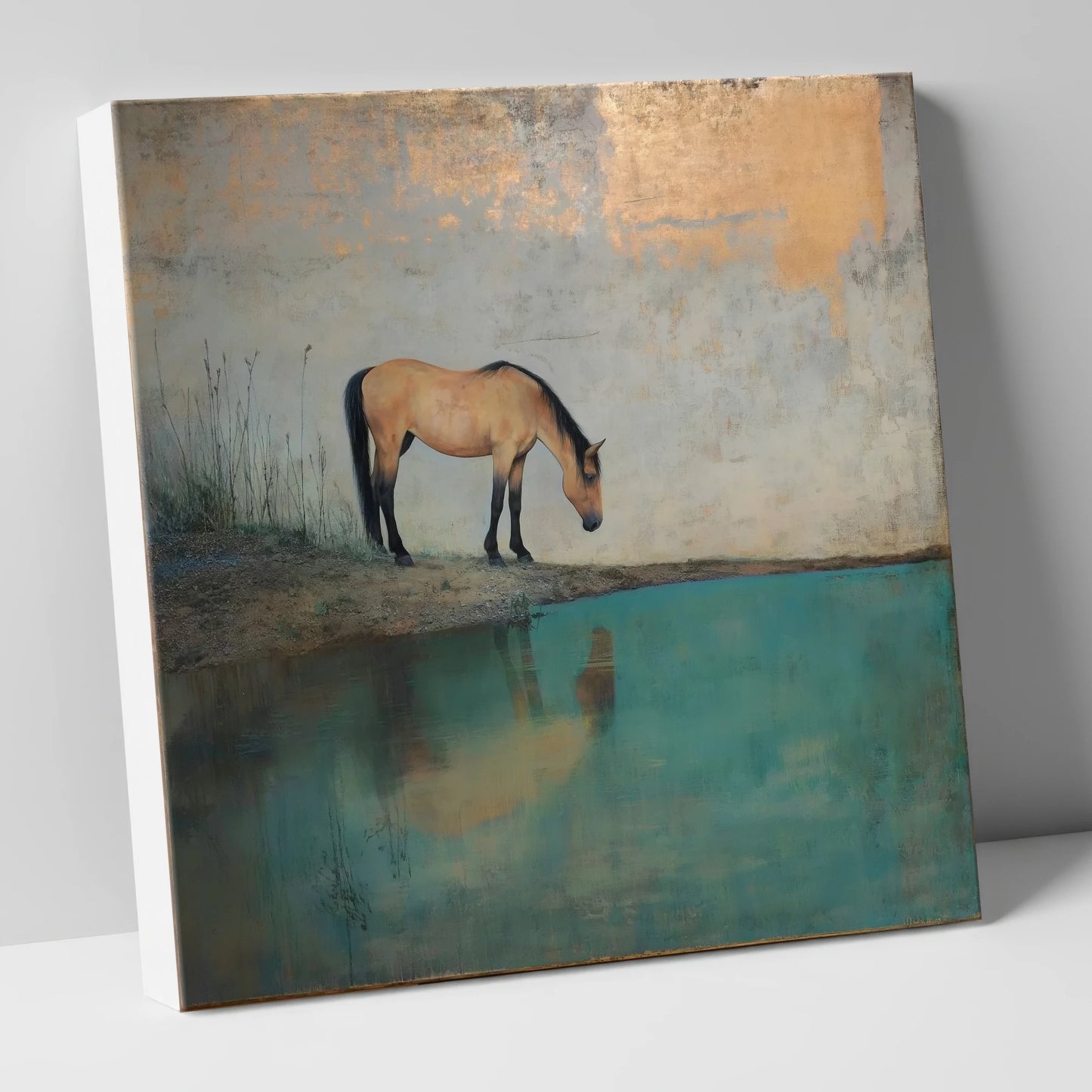 Gilded Reflection horse landscape canvas wall art